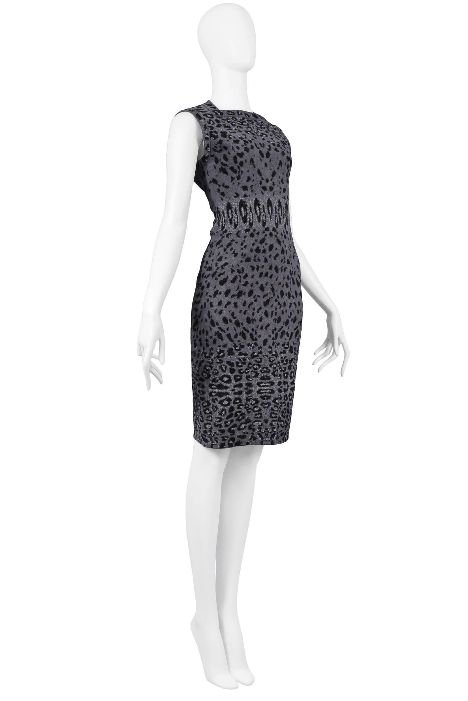 Women's Iconic Azzedine Alaia Grey Leopard Bodycon Dress 2011