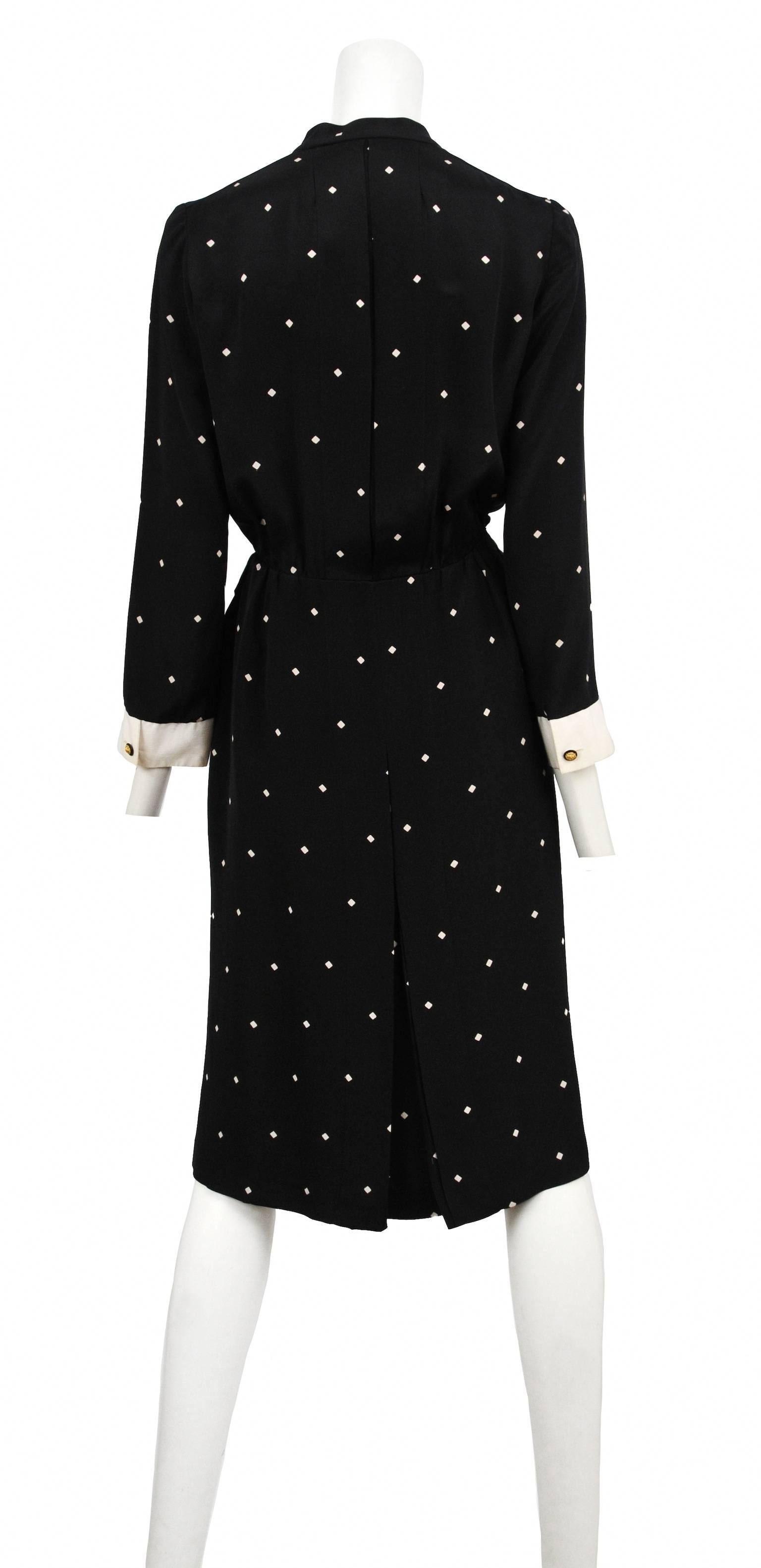 Chanel Black Silk Diamond Dot Dress In Excellent Condition In Los Angeles, CA