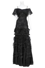 John Galliano Black Ruffle Gown