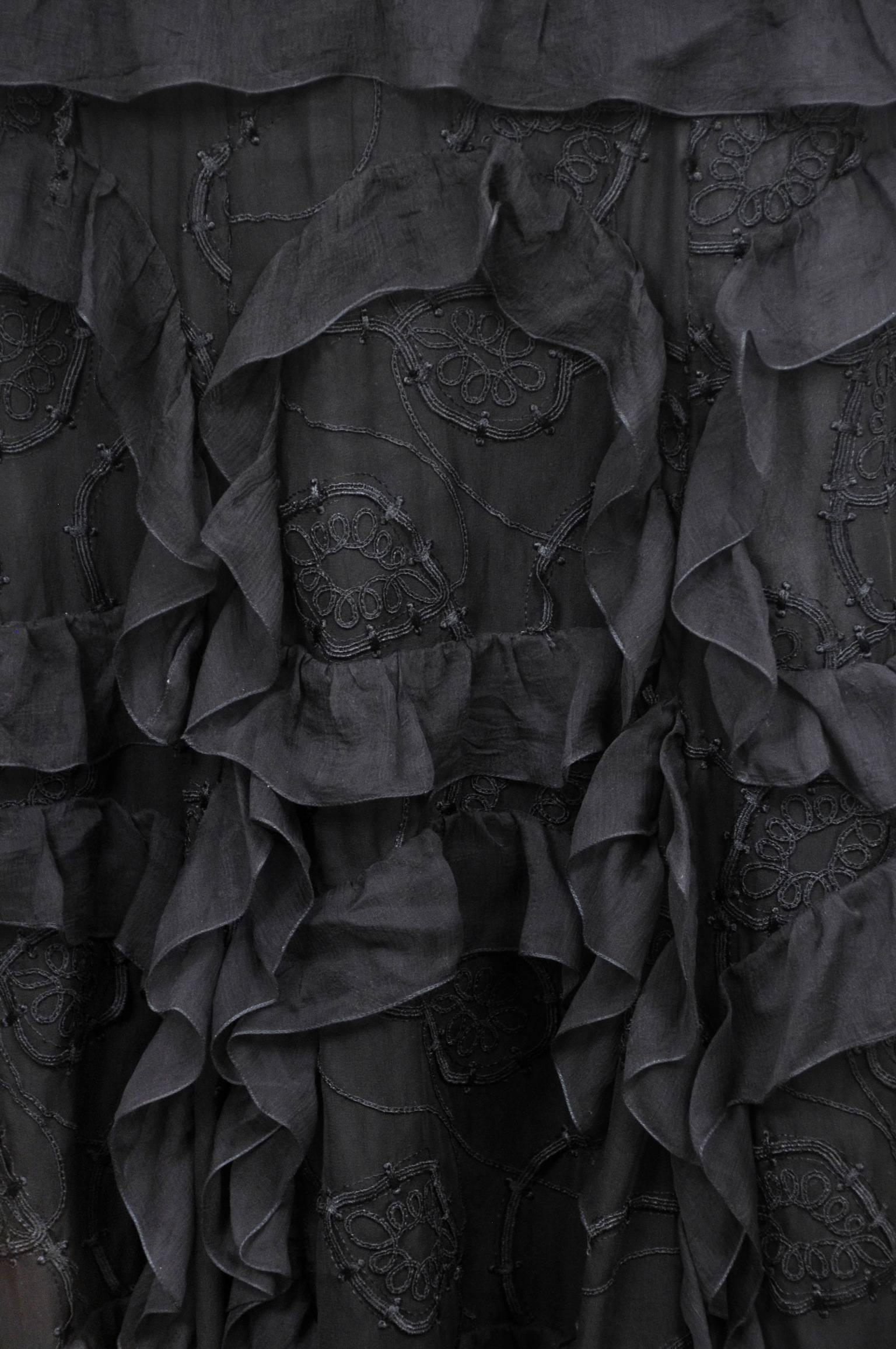 Women's John Galliano Black Ruffle Gown