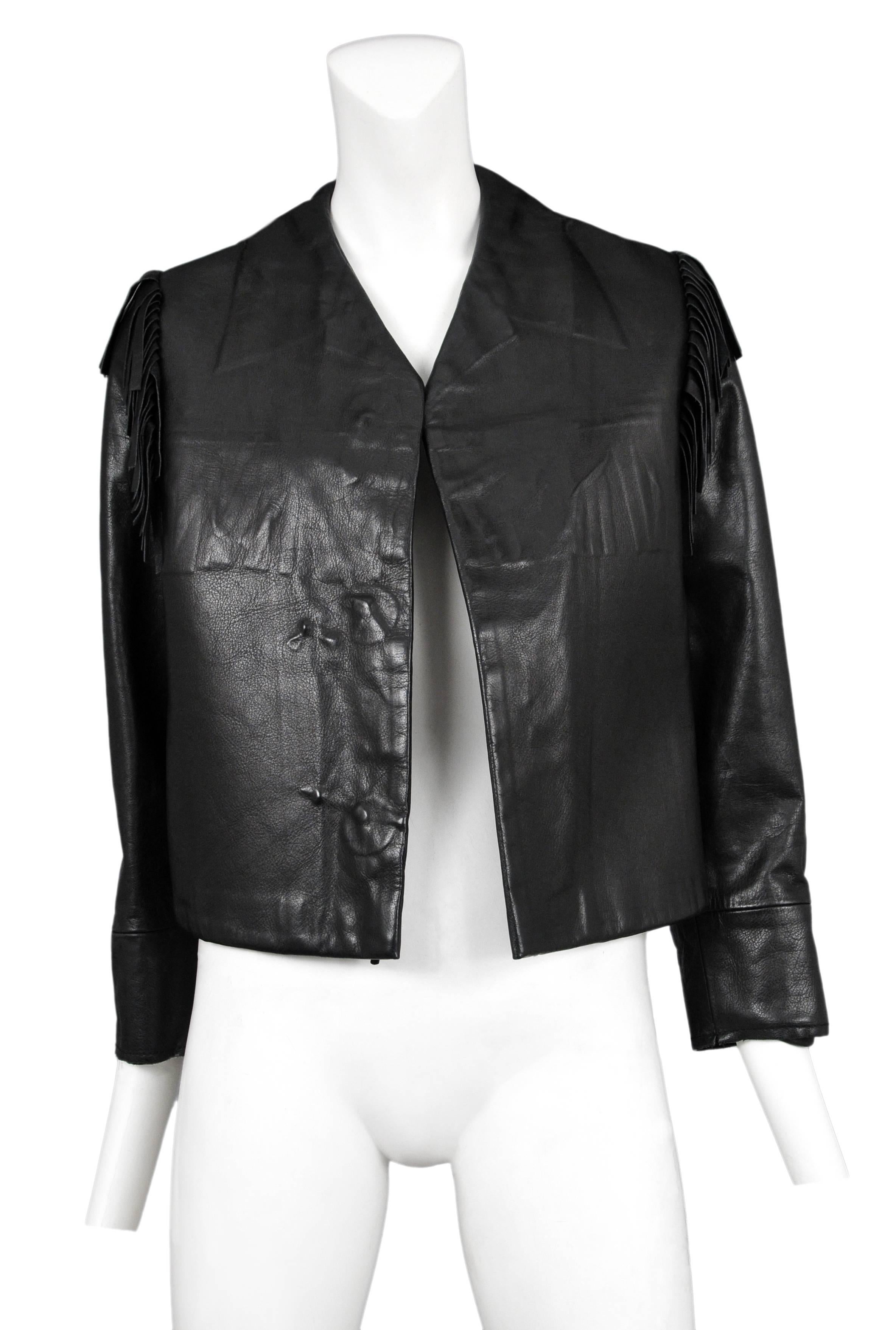 Margiela Black Leather Fringe Jacket In Excellent Condition In Los Angeles, CA