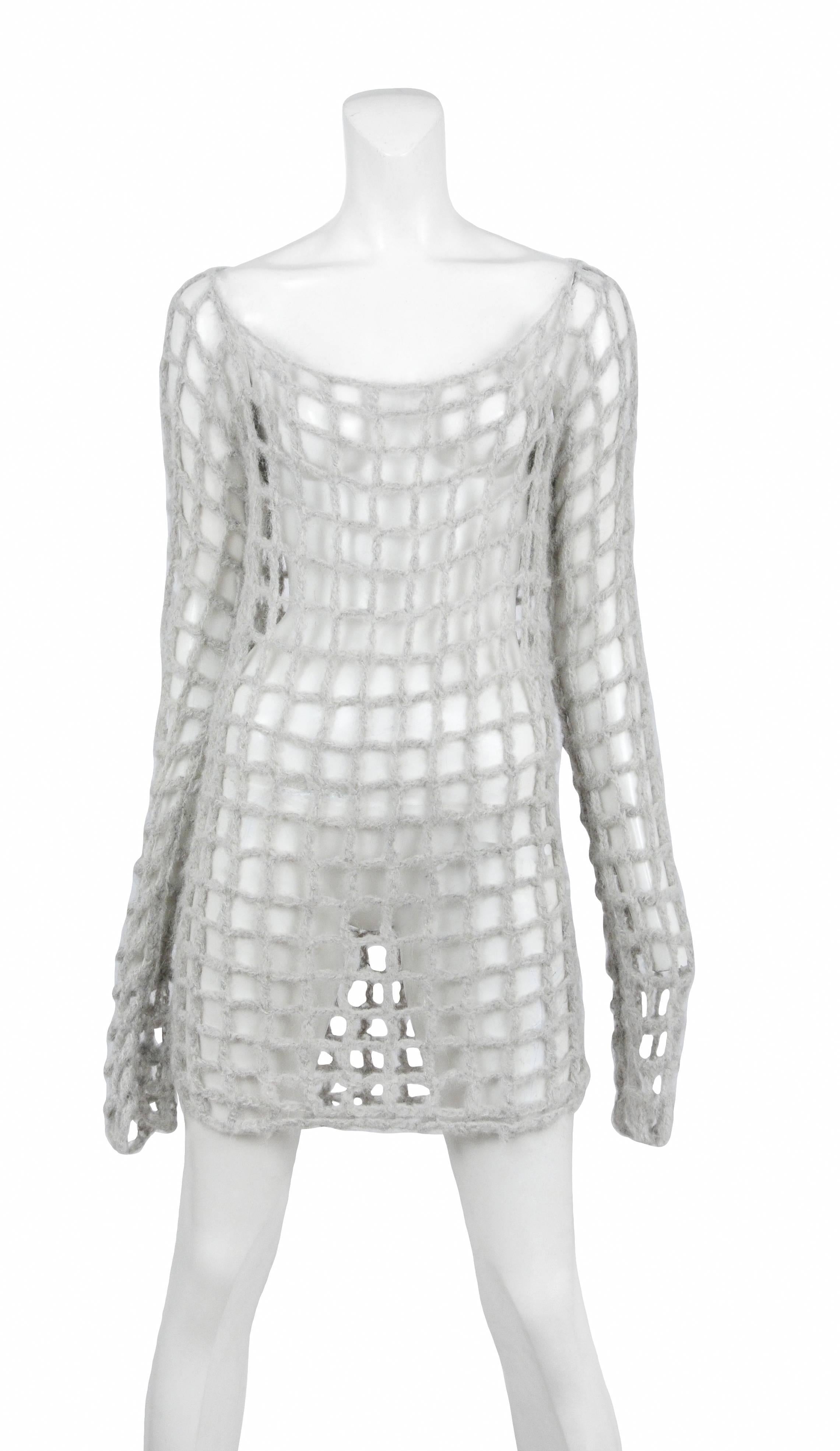 Vintage Maison Martin Margiela grey alpaca open weave sweater. Circa Fall 2008.
Please inquire for additional images.