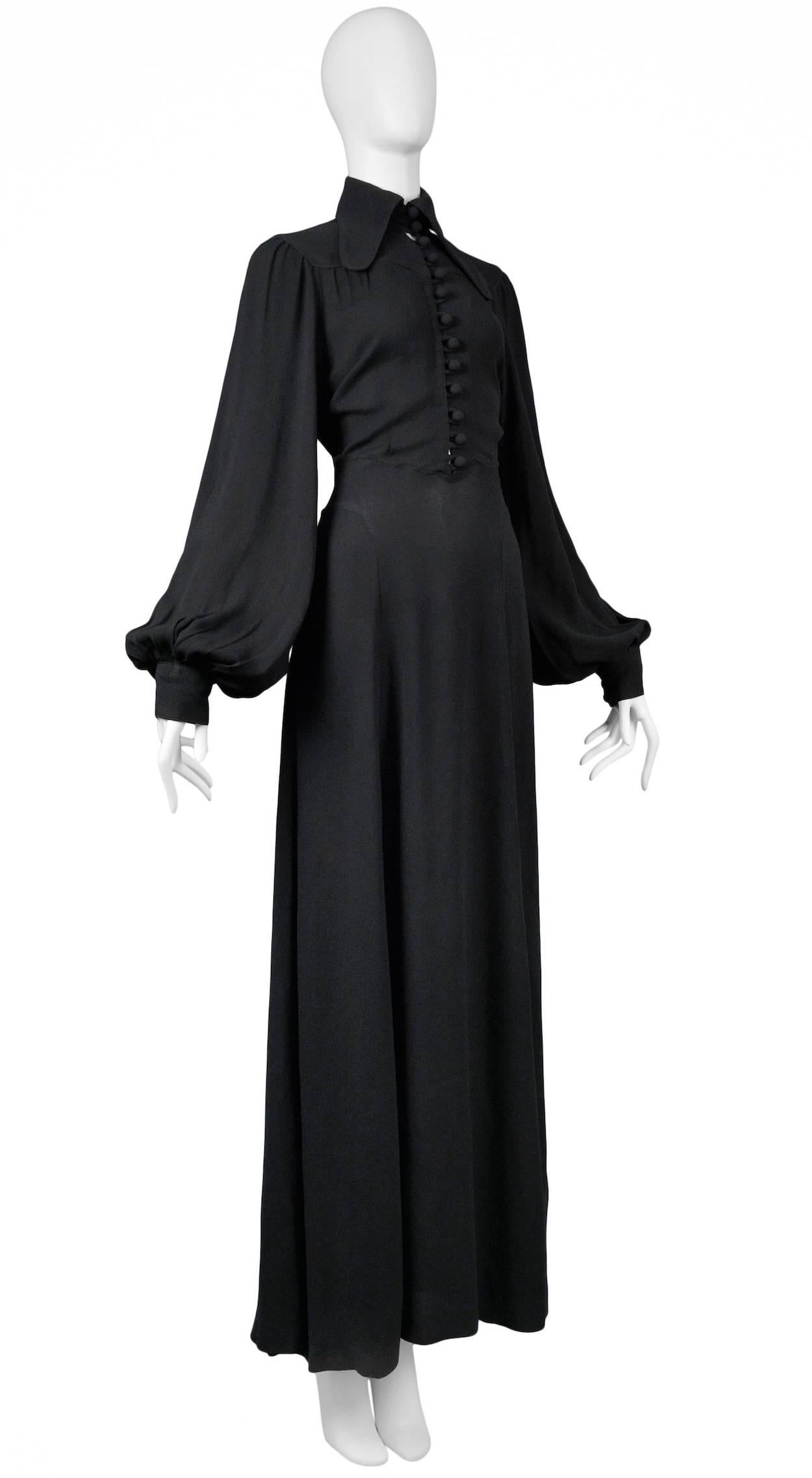 Ossie Clark Black Crepe Gown In Excellent Condition In Los Angeles, CA