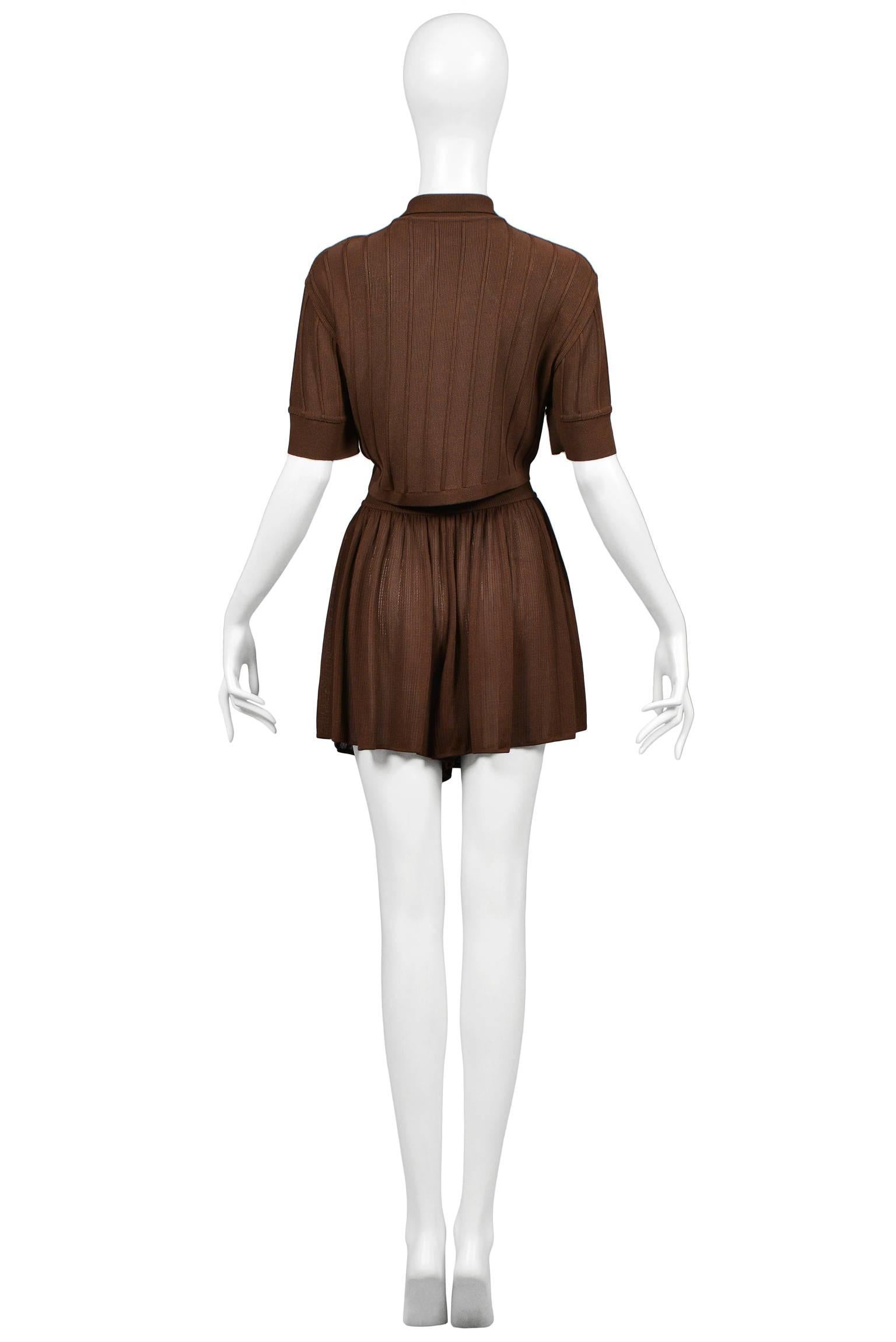 Women's Alaia Brown Knit Shorts Ensemble