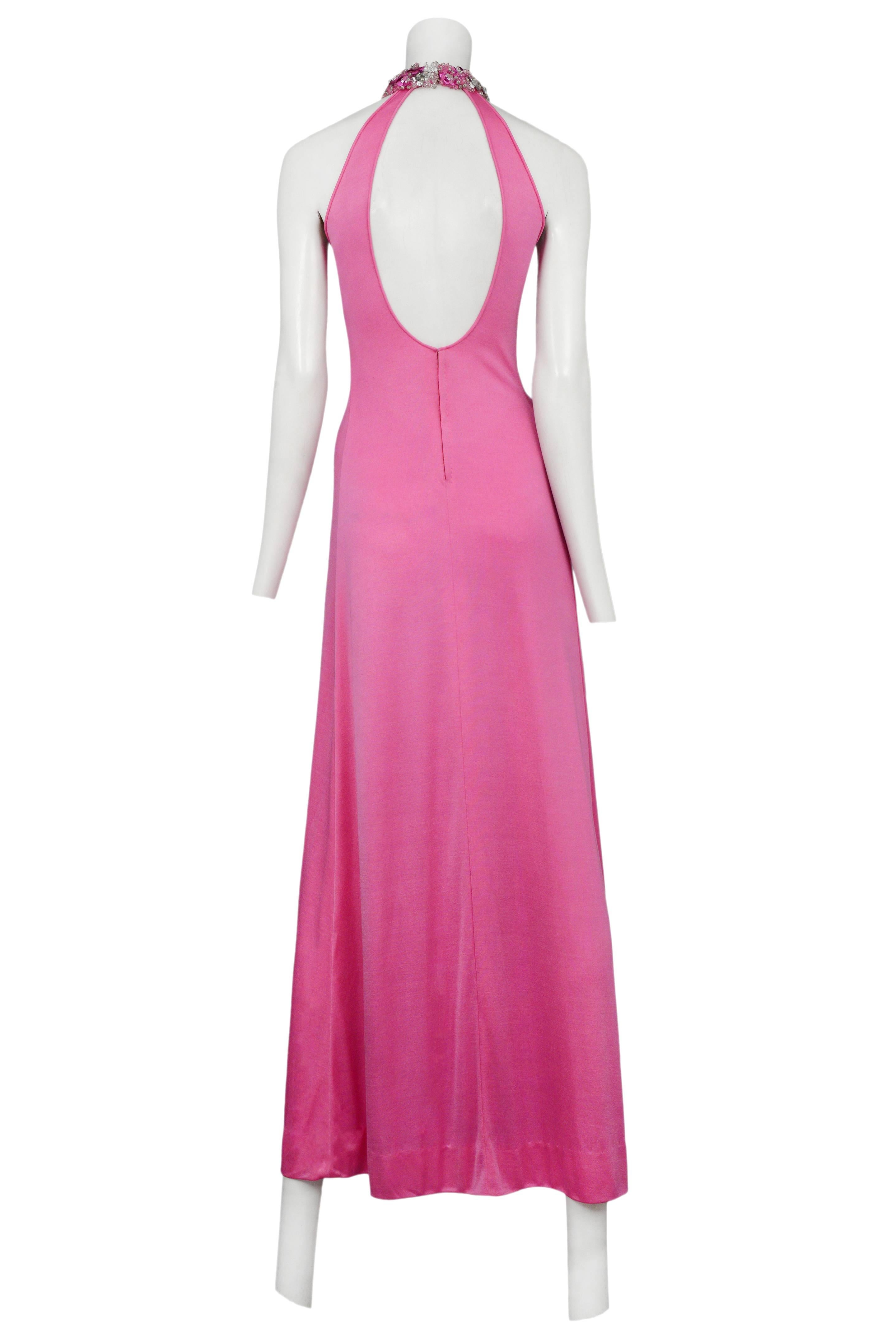 Azzaro Pink Beaded Gown In Excellent Condition In Los Angeles, CA