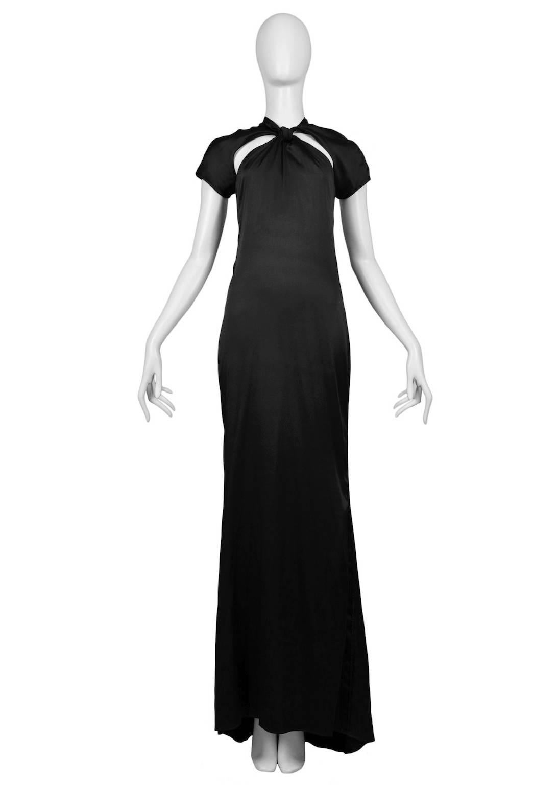 Women's Tom Ford for Gucci Black Satin Knot Gown