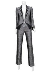 Balenciaga Silver Paisely Blazer & Pants Suit 2006