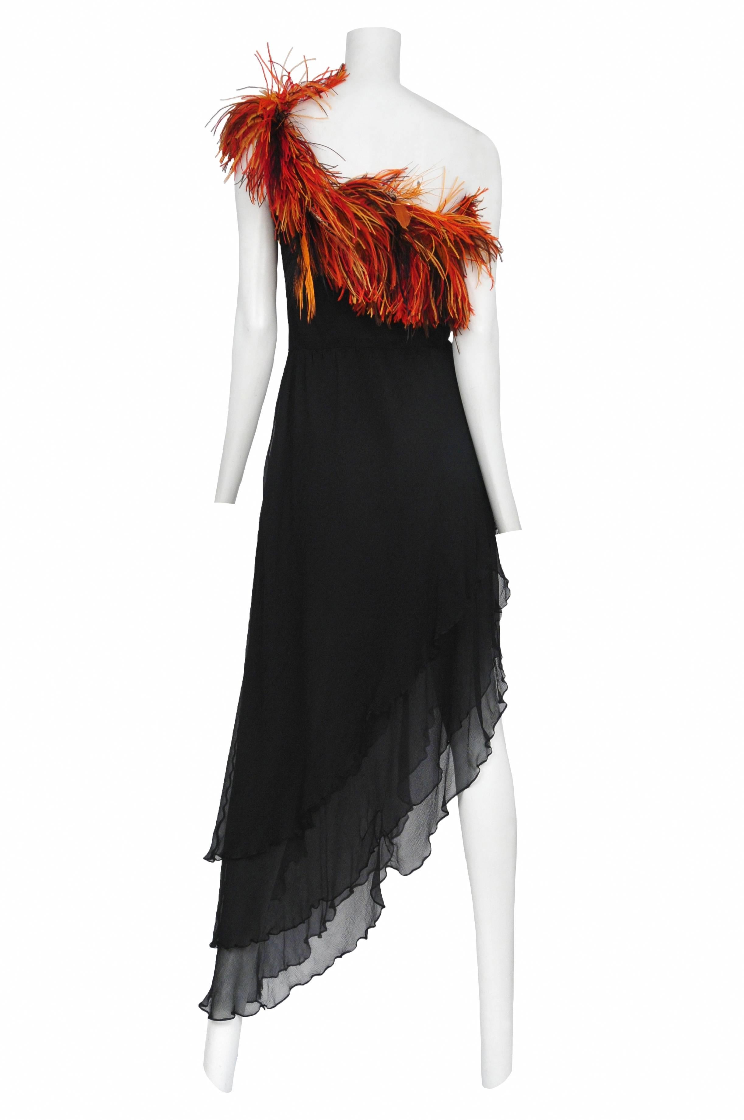 yves saint laurent feather dress