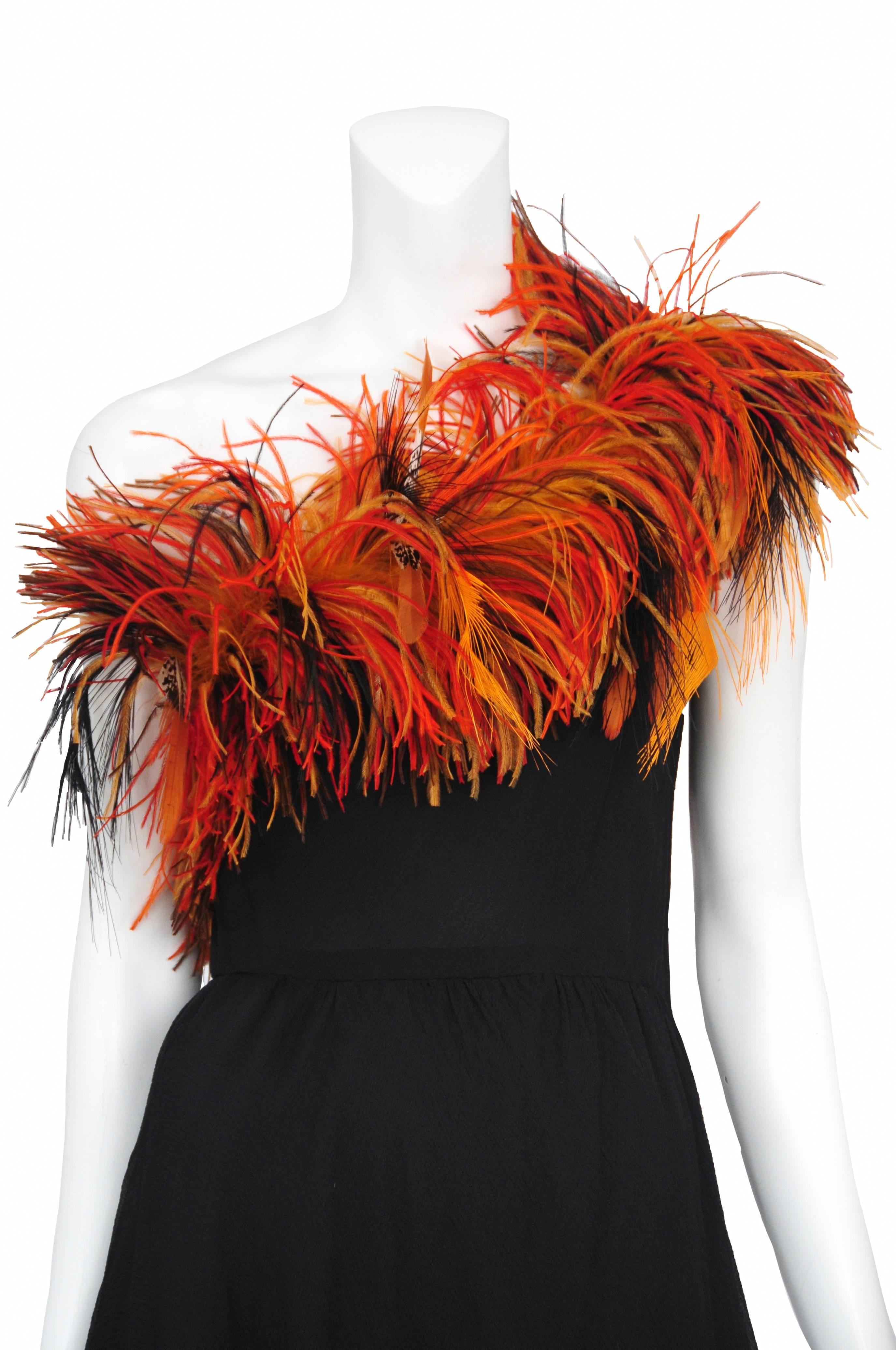 Yves Saint Laurent Ostrich Feather Disco Gown In Excellent Condition In Los Angeles, CA