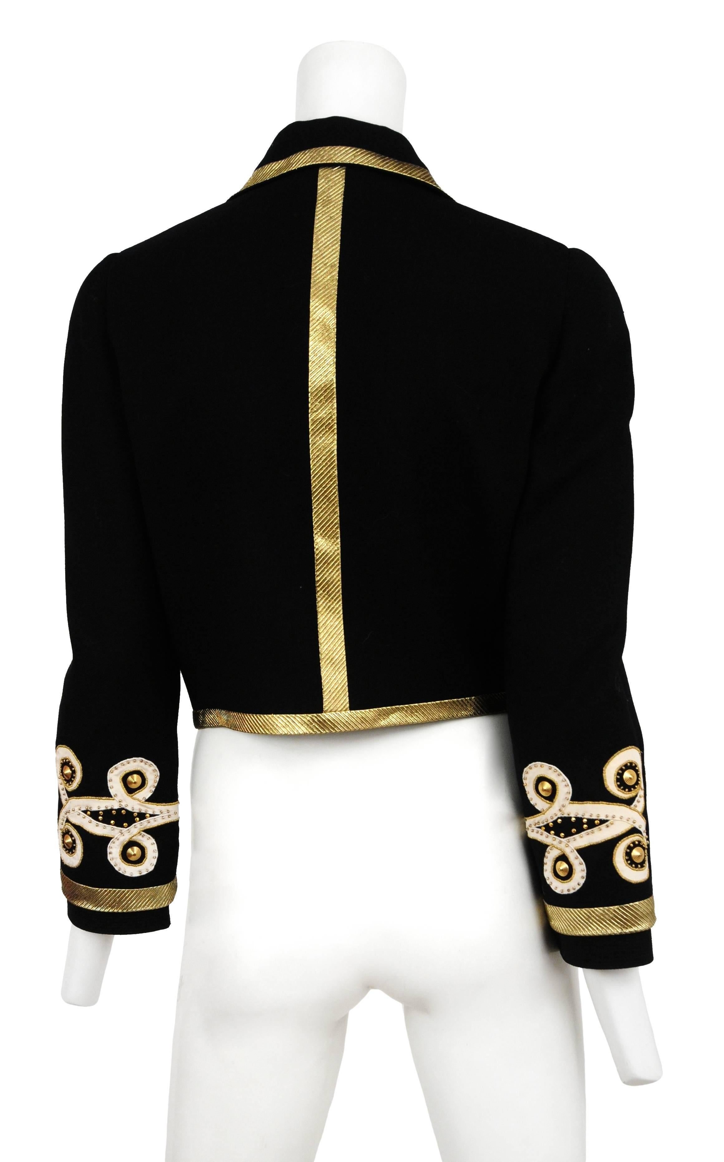 Versace Black & Gold Wool Jacket In Excellent Condition In Los Angeles, CA