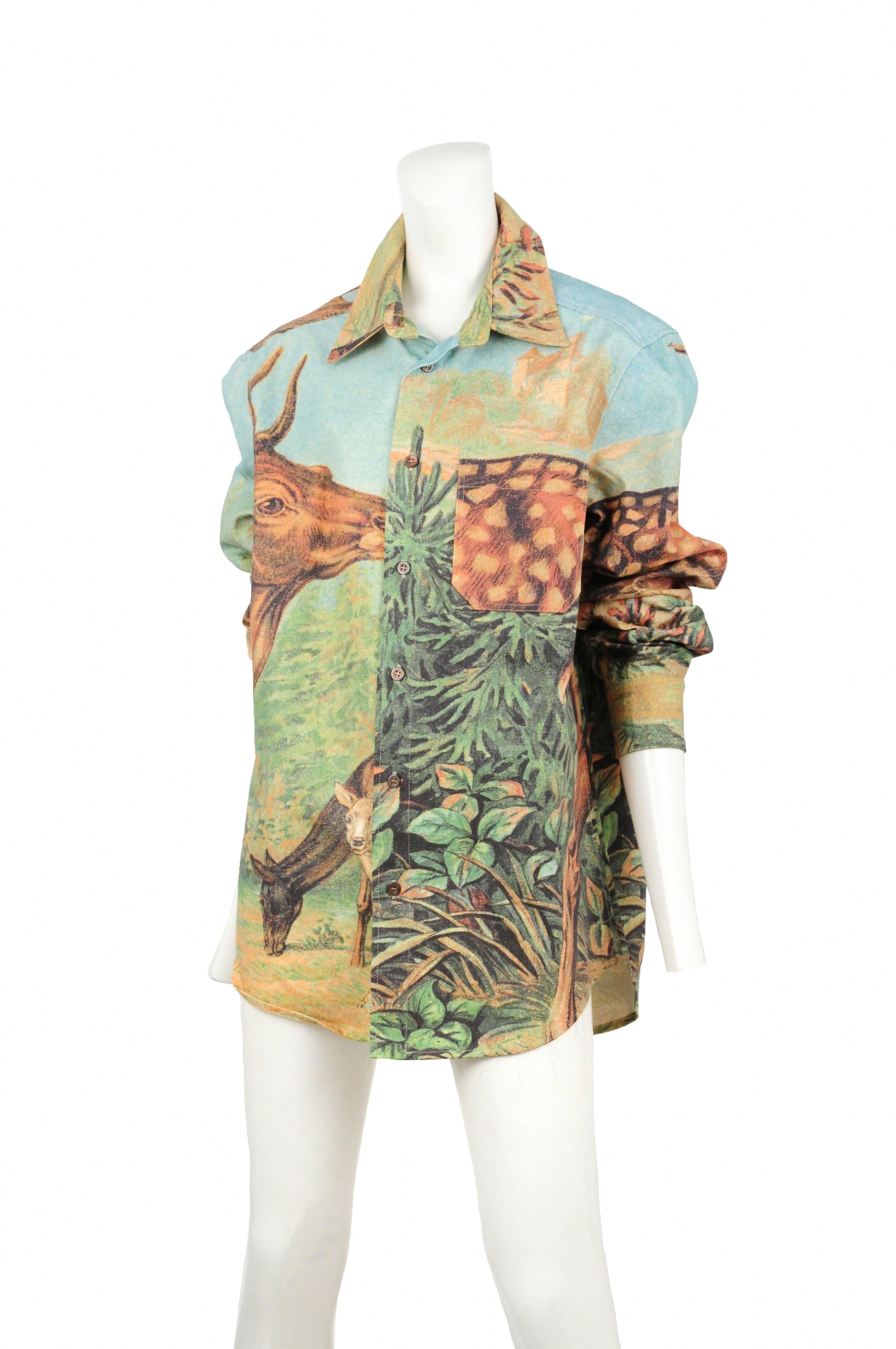 Vintage Wild & Lethal Trash mens or unisex waxed canvas deer print shirt.
Please inquire for additional images.