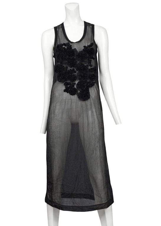Comme Des Garcons Black Sheer Ruffle Applique Dress 1994 For Sale at ...