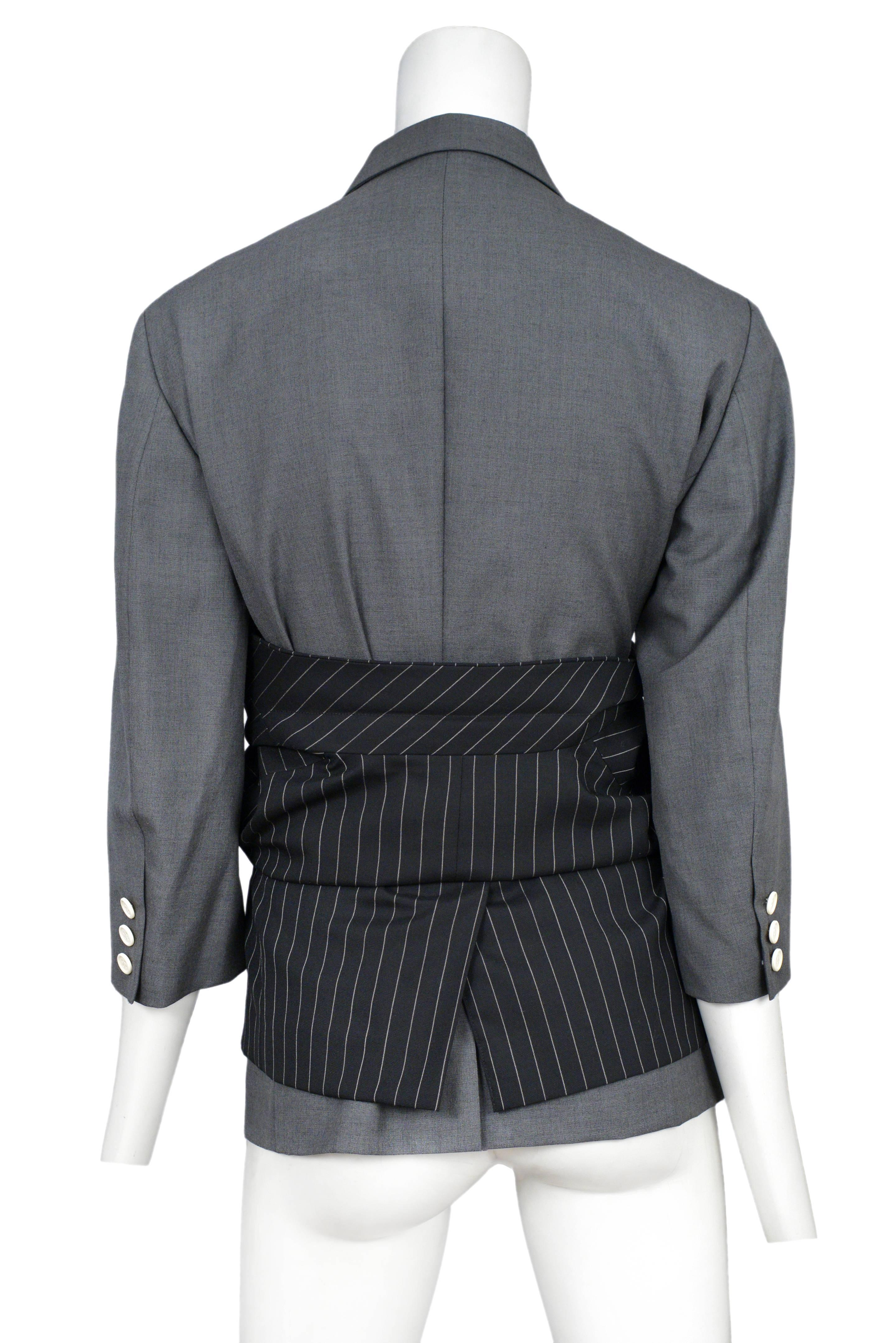 Black CDG Grey & Pinstripe Double Layer Jacket 2008