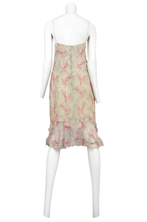 Chloe Green and Pink Feather Print Slip Dress 1999 at 1stdibs