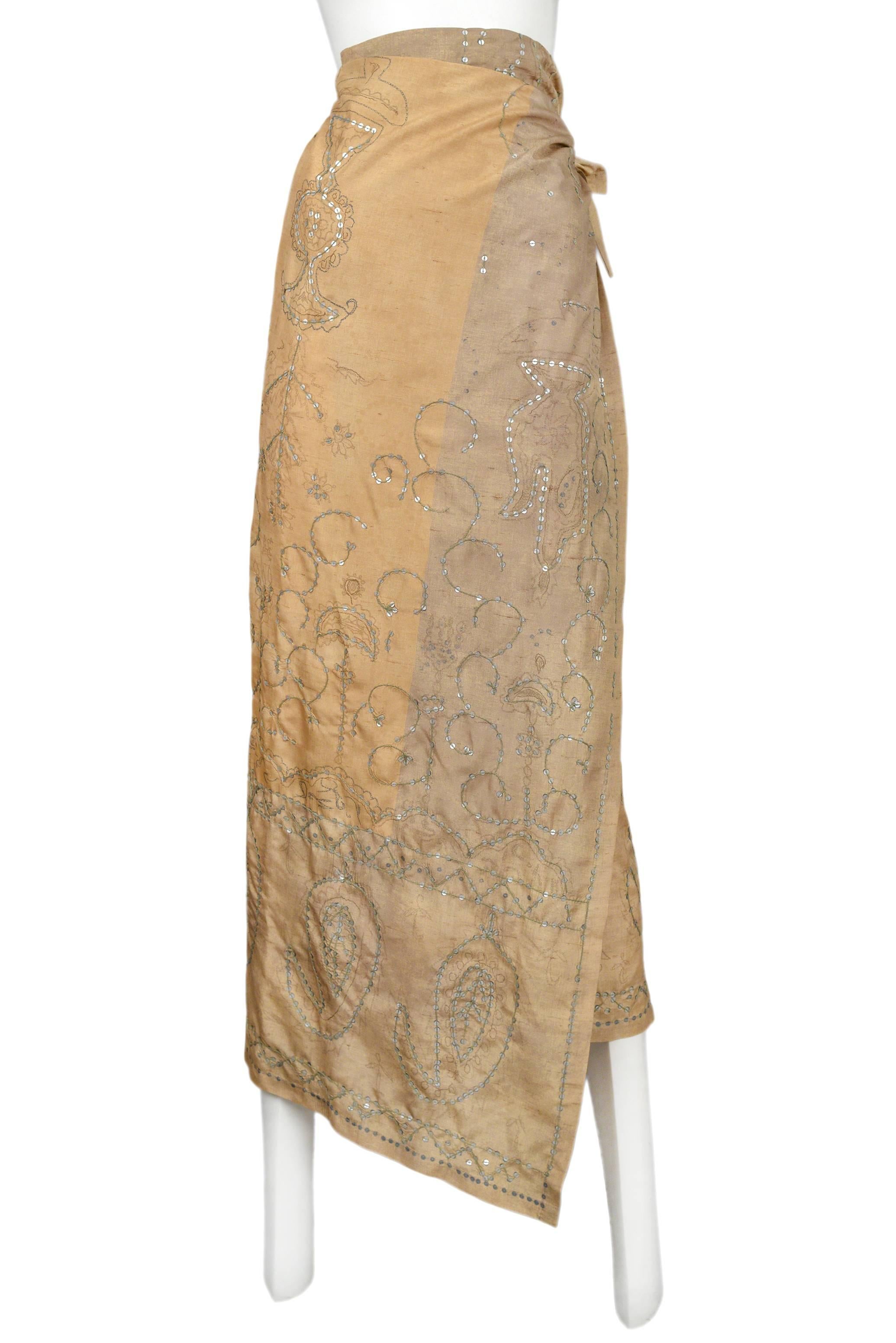 Brown Dries Van Noten Khaki Embroidered Sari Suit
