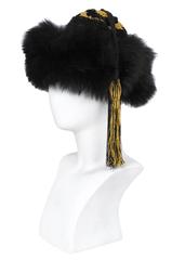 Yves Saint Laurent Gold & Black Fur Russian Tassel Hat 1976