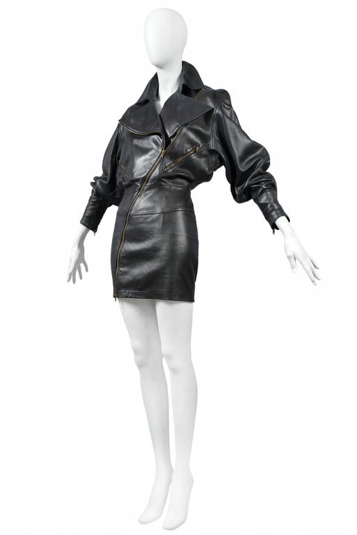Alaia Rare Leather Zipper Dress 1986 at 1stDibs | alaia leather dress, alaia  zipper dress, alaia 1986