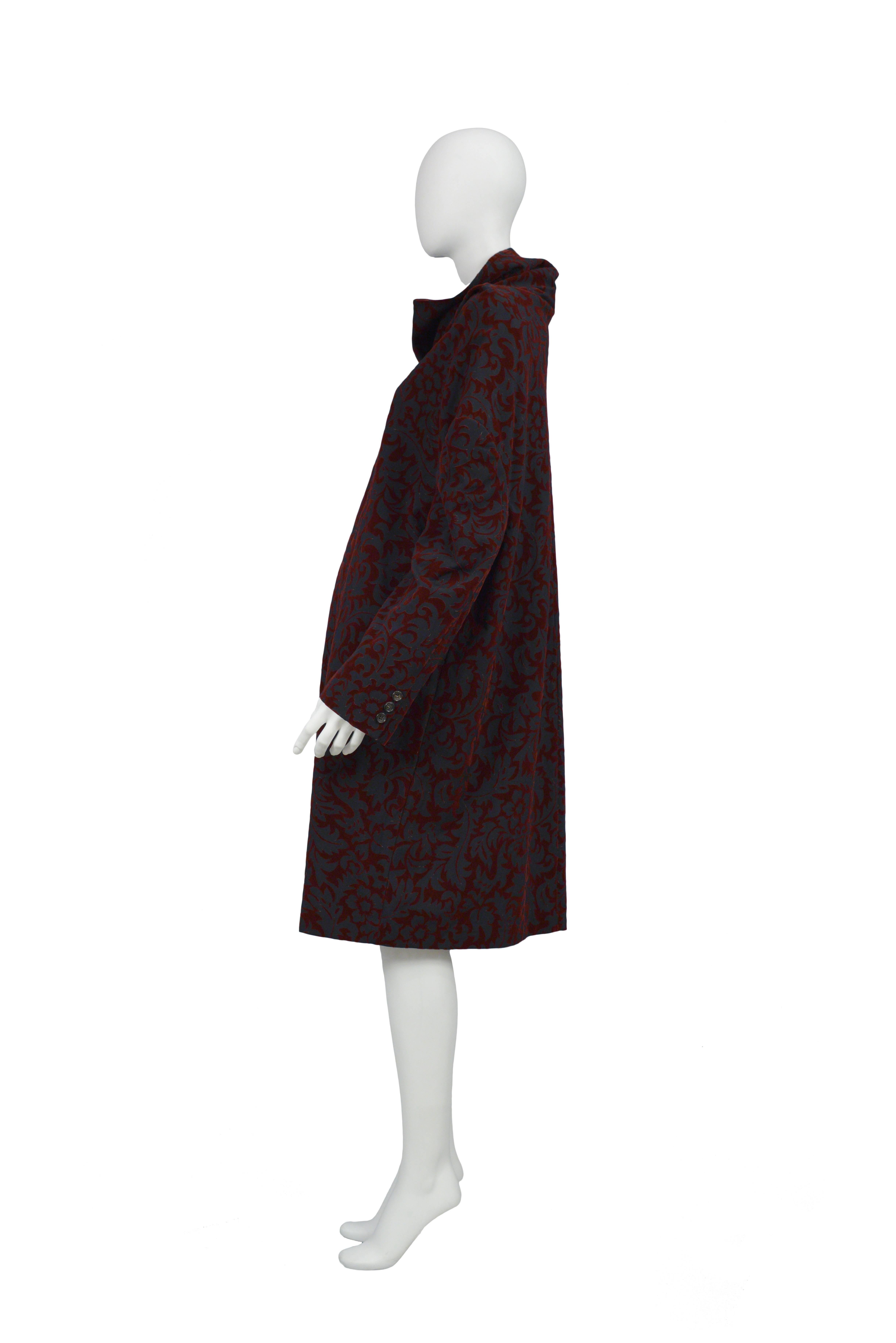 Comme Des Garcons Burgundy Devore Smock Dress 1996 In Excellent Condition For Sale In Los Angeles, CA