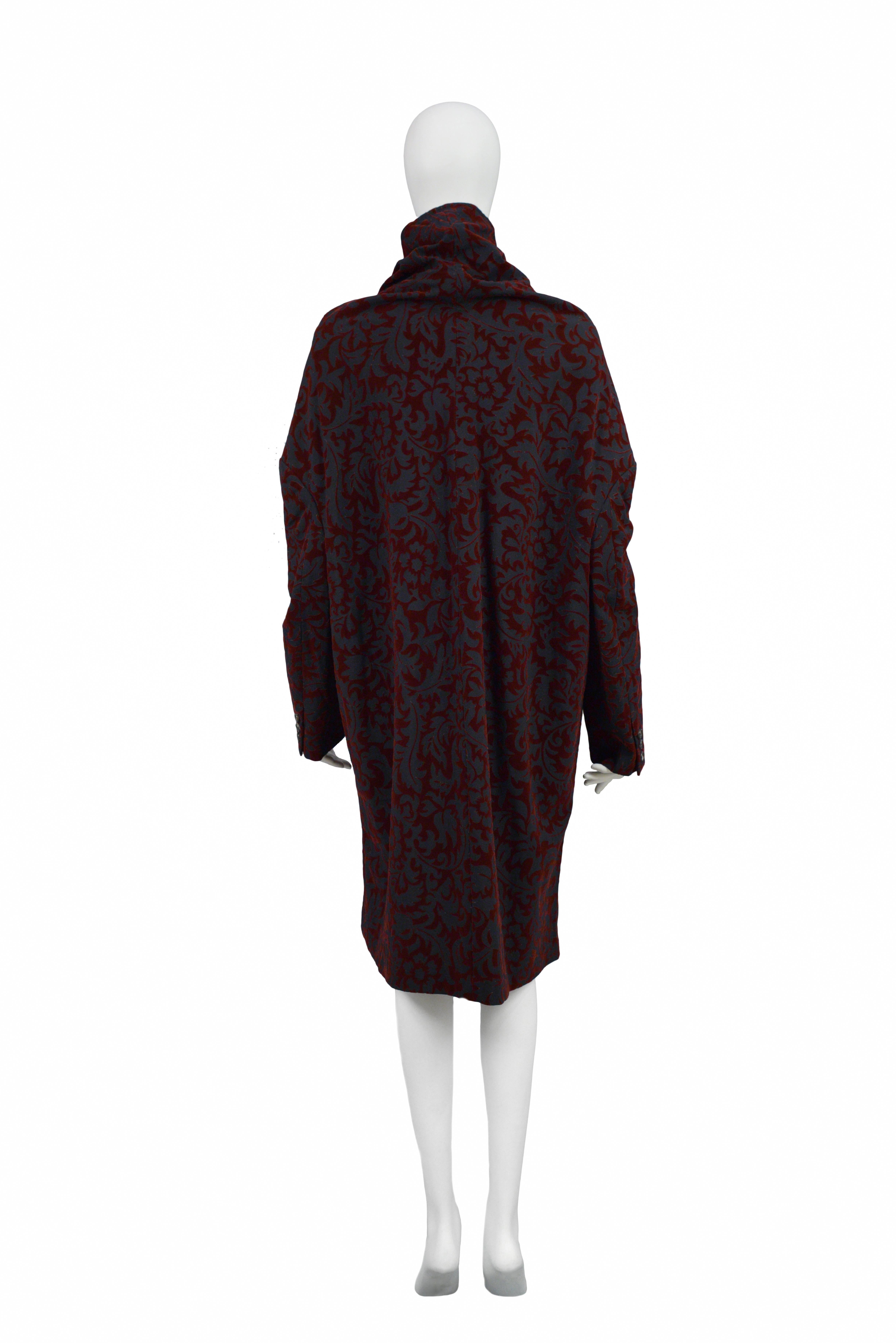 Women's Comme Des Garcons Burgundy Devore Smock Dress 1996 For Sale