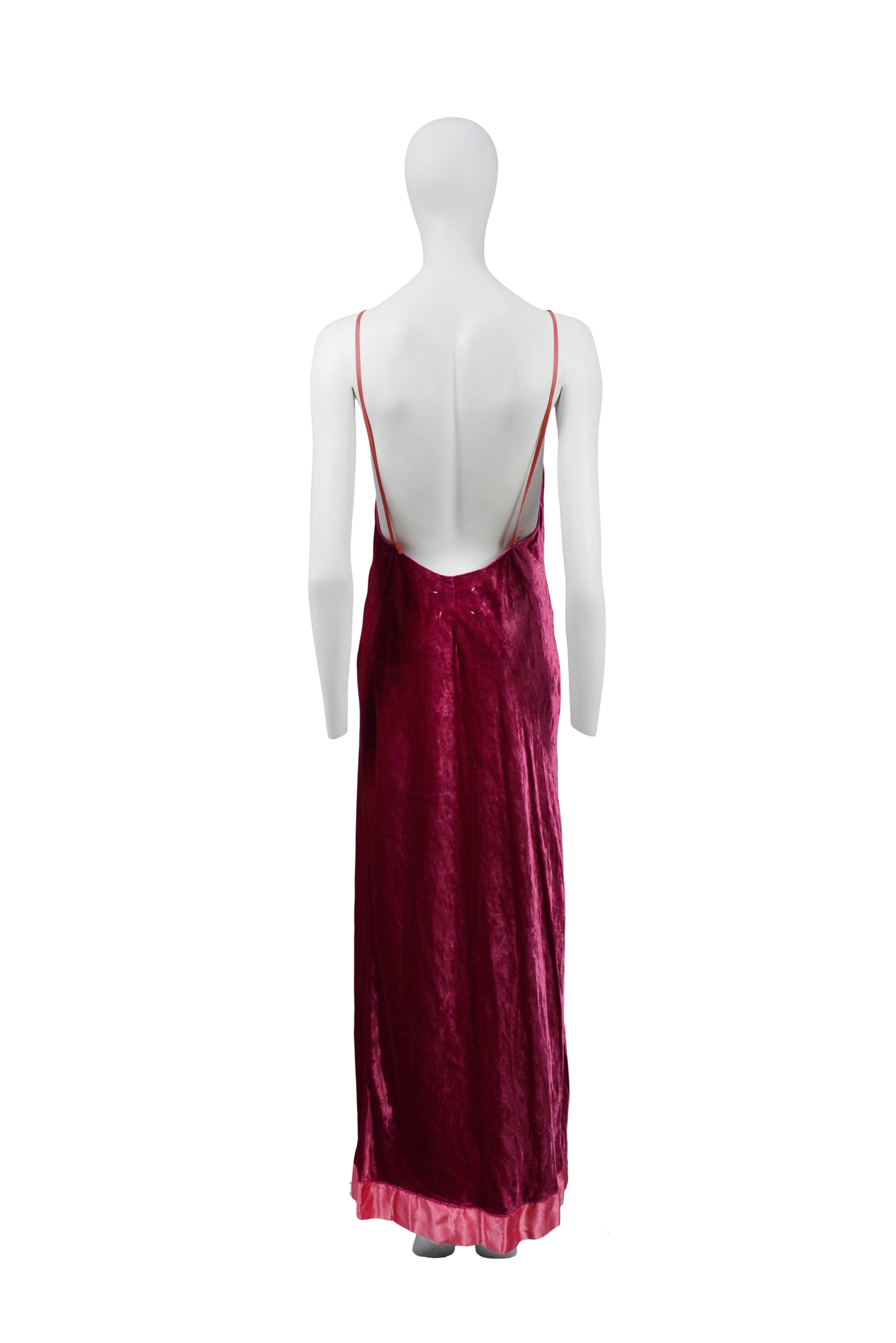 Martin Margiela Pink Velvet Gown 1995 In Excellent Condition In Los Angeles, CA