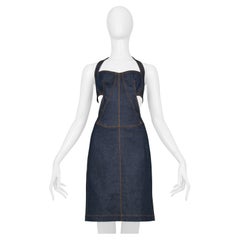 Vintage Alaia 1986 Reissued Blue Denim Cutout Dress