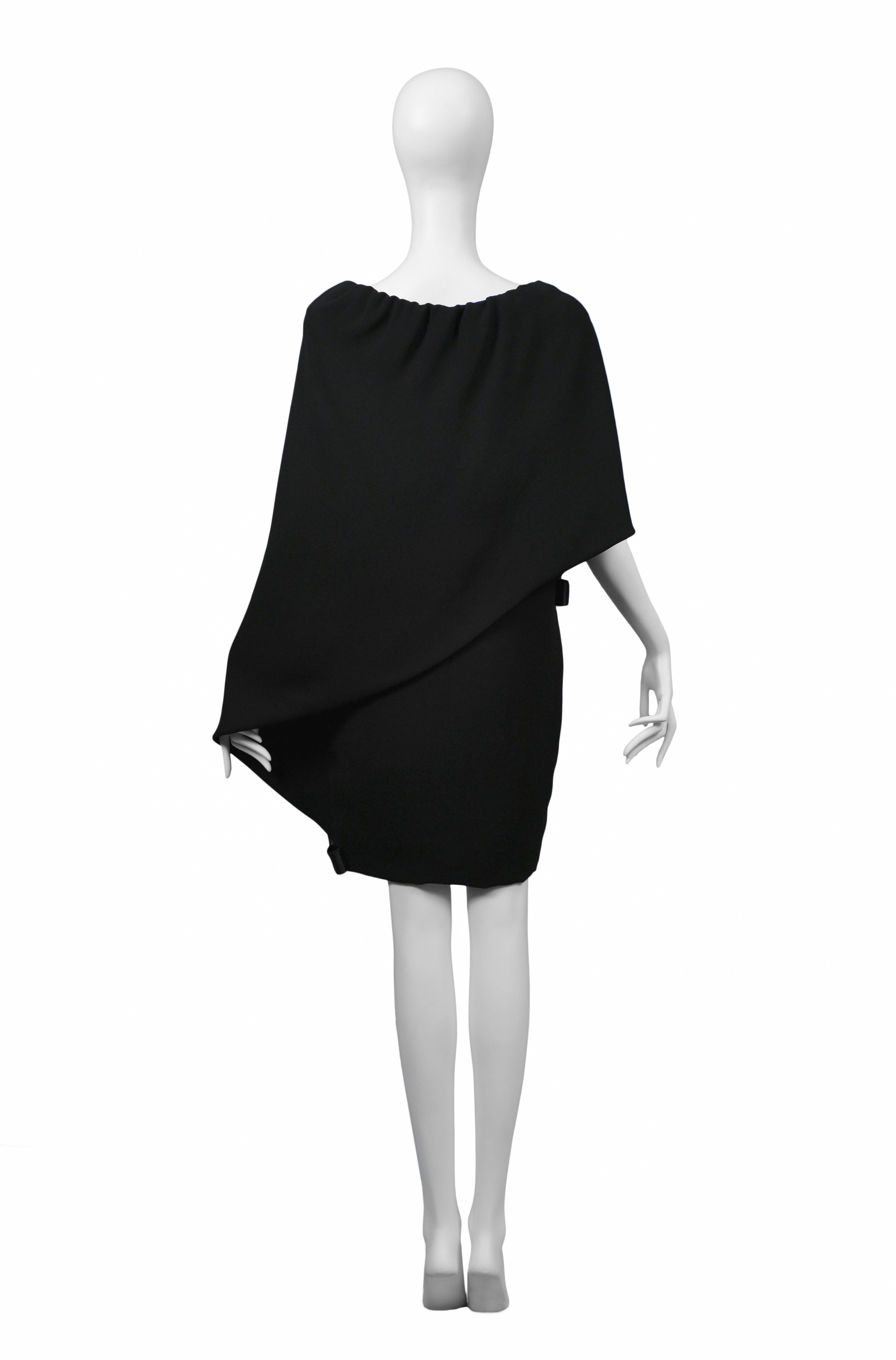Pierre Cardin Couture Black Folding Dress In Excellent Condition In Los Angeles, CA