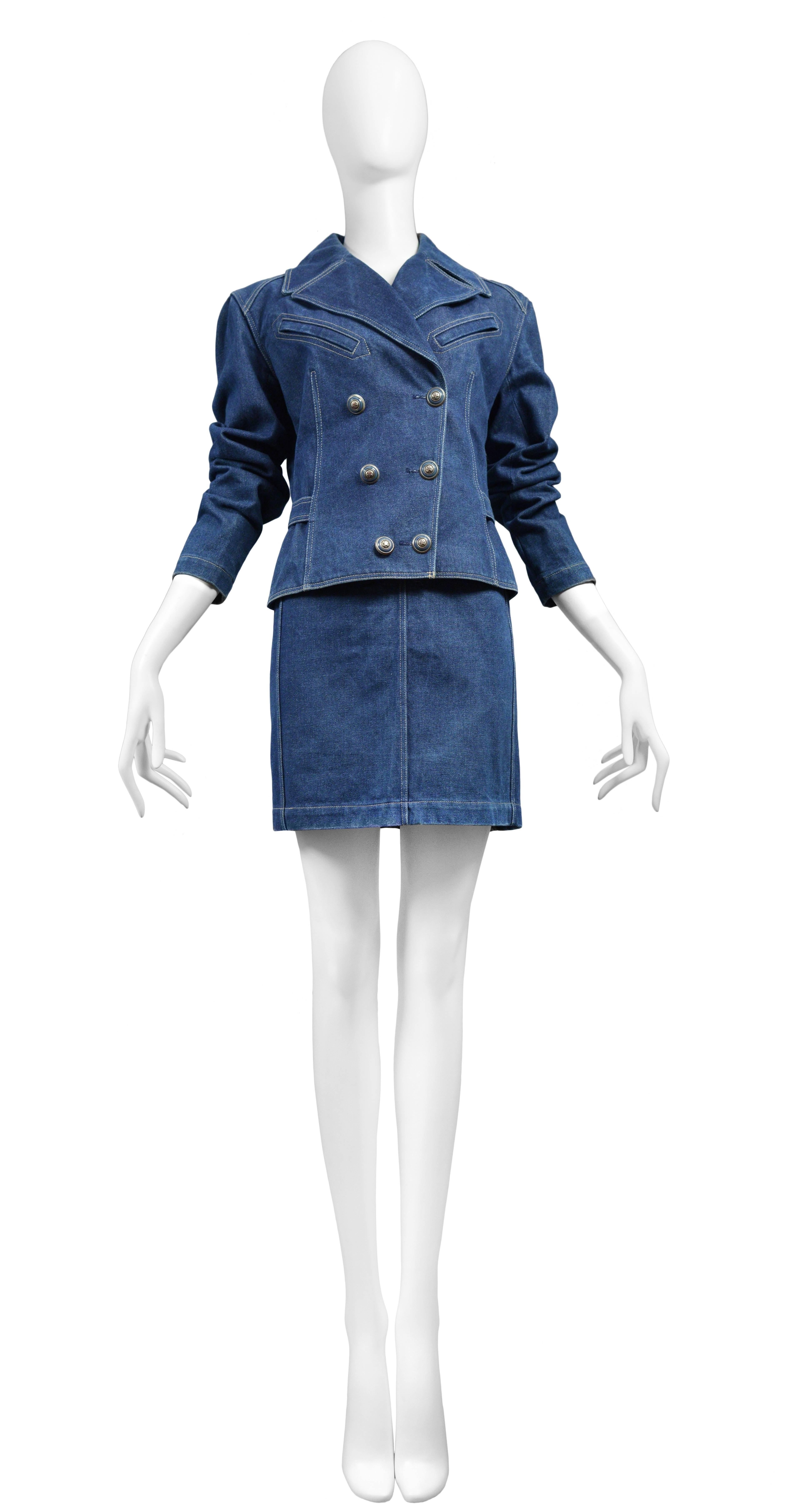 Vintage Azzedine Alaia denim lace up skirt suit.
Please inquire for additional images.
