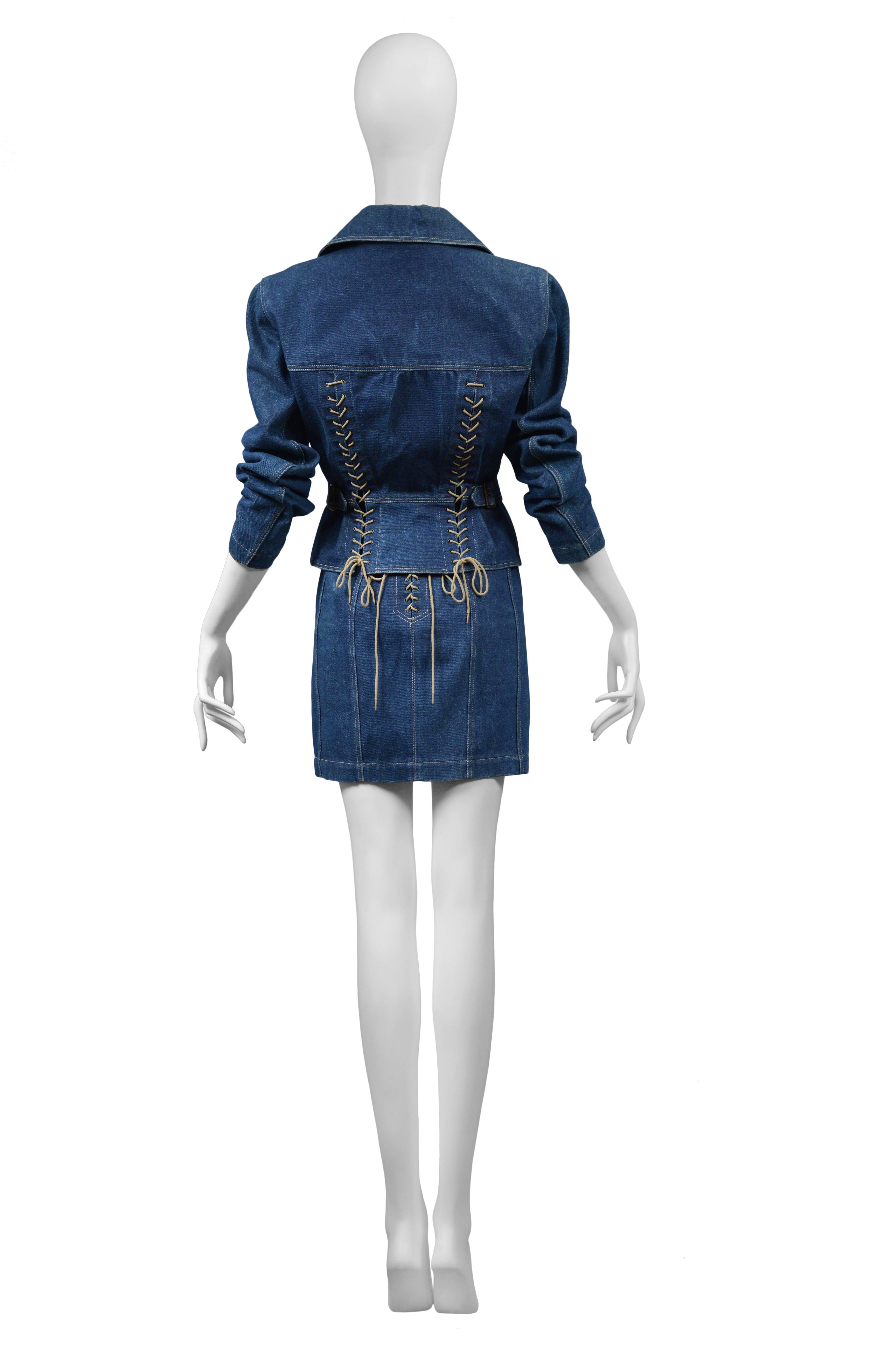Purple Alaia Denim Lace Up Skirt Suit