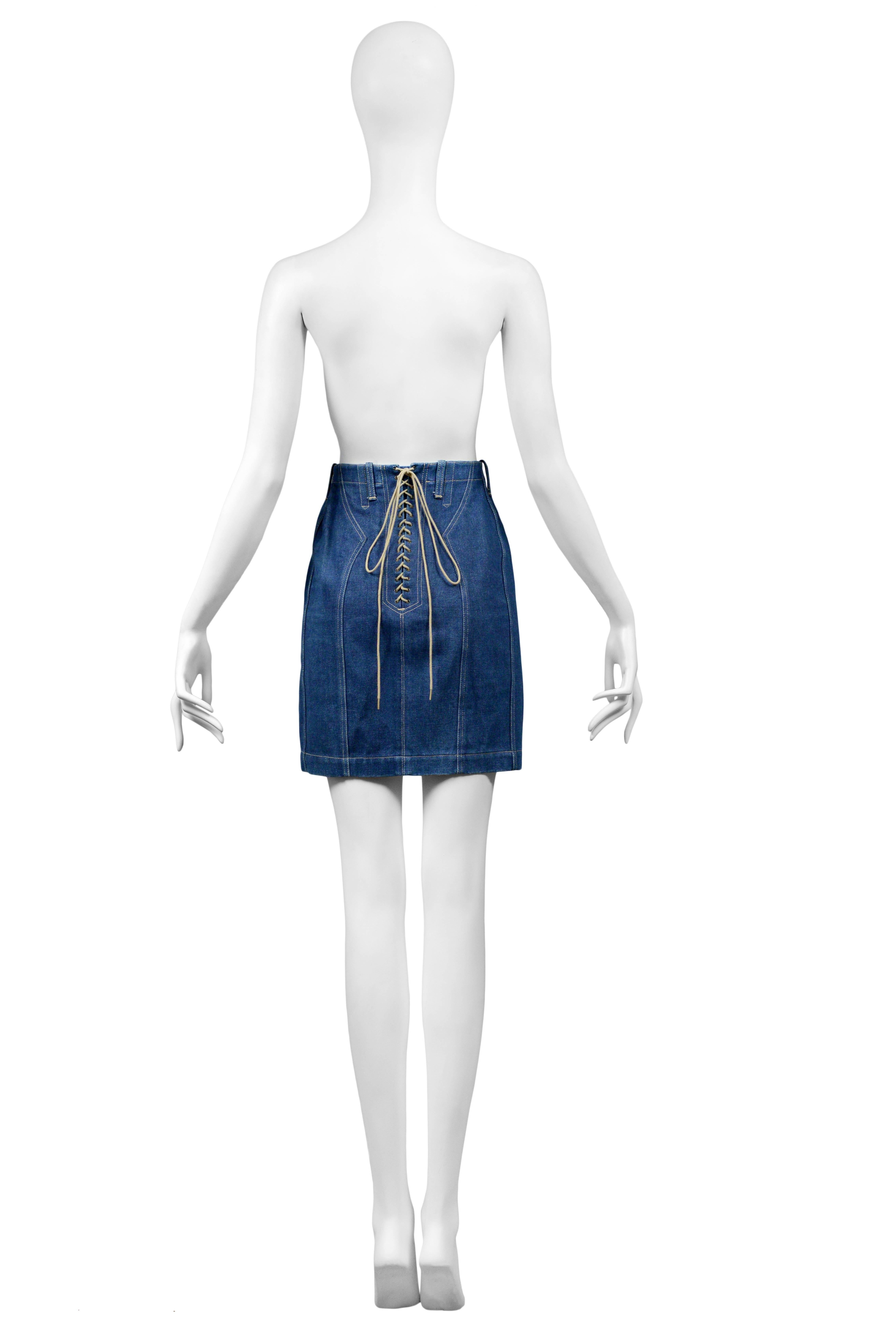 Women's Alaia Denim Lace Up Skirt Suit