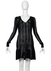 Rare Alaia Black Beaded Cocktail Dress 1996