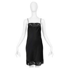 Vintage Christian Dior By John Galliano Black Silk And Lace Slip Dress 1997