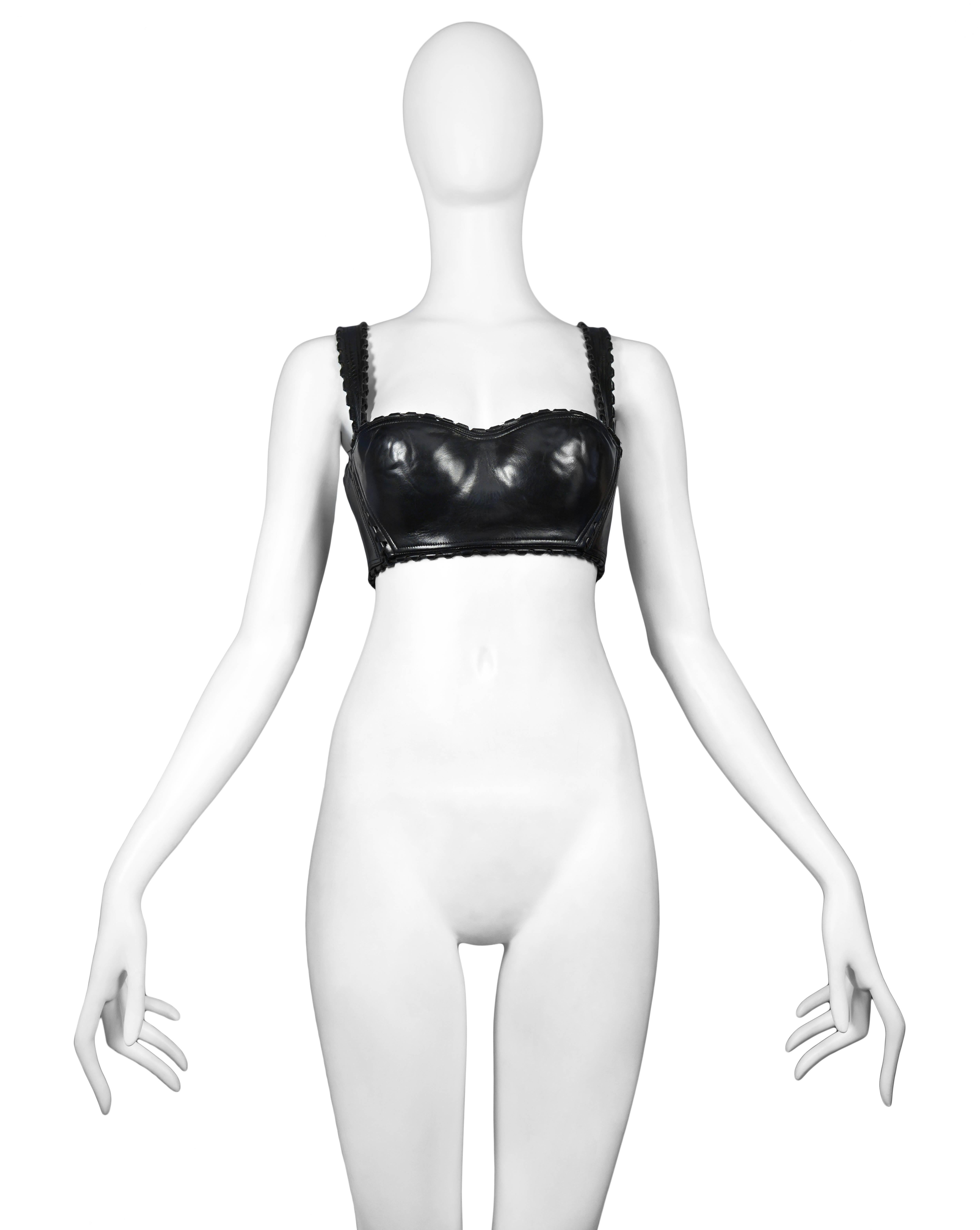 Vintage Azzedine Alaia black leather bra circa 1993.
Please inquire for additional images