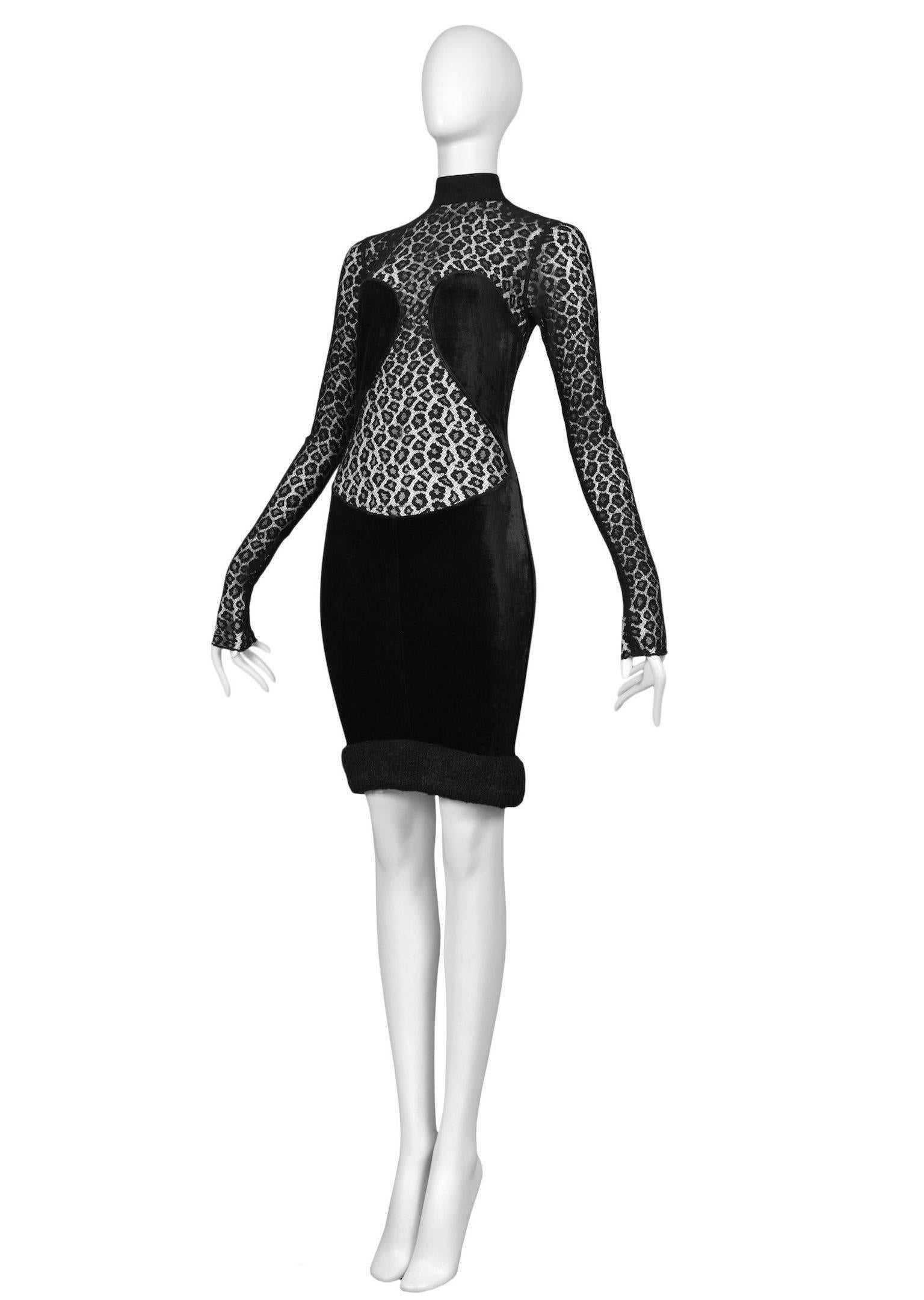 Alaia Velvet and Leopard Lace Dress 1991 In Excellent Condition In Los Angeles, CA