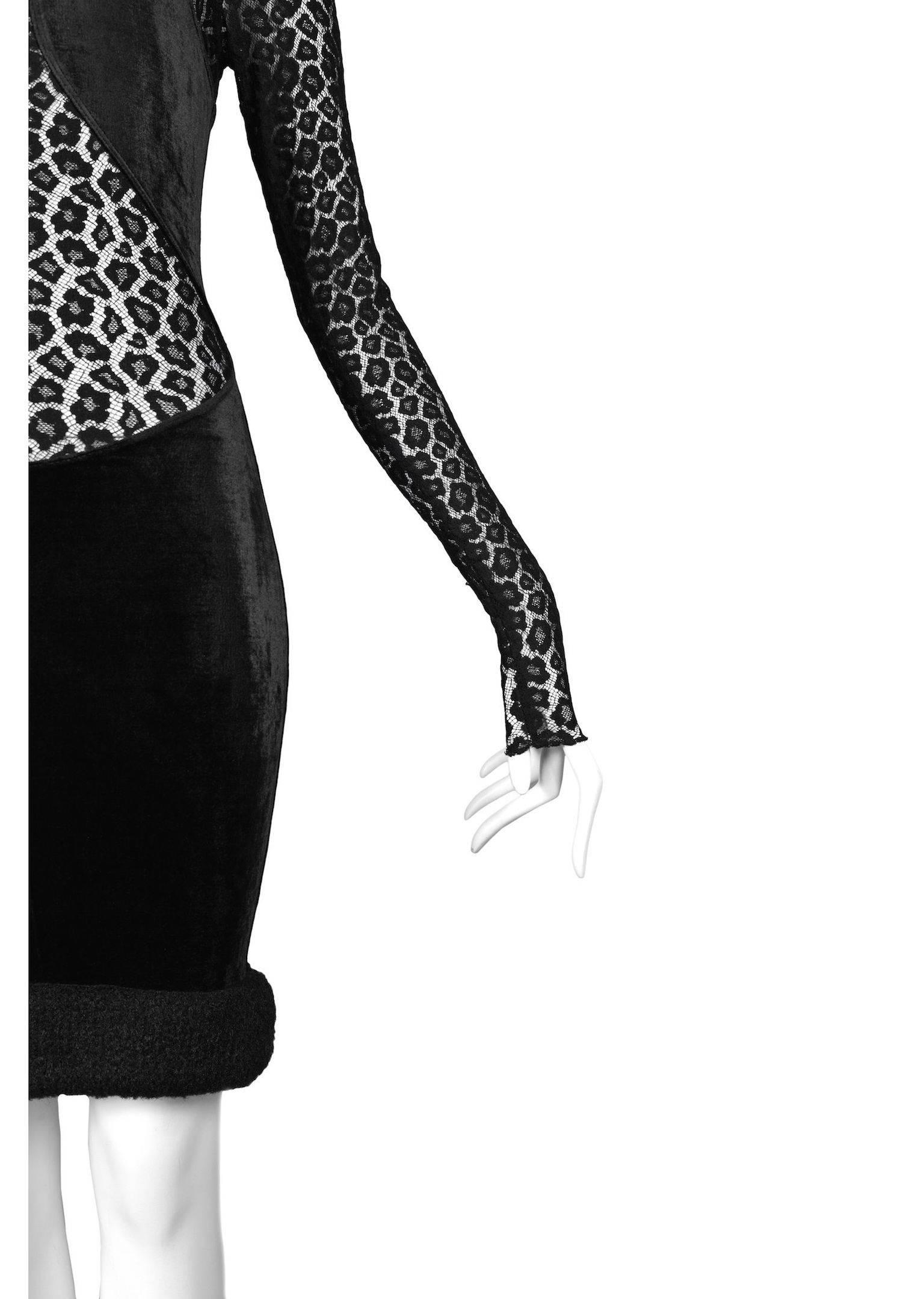 Alaia Velvet and Leopard Lace Dress 1991 1