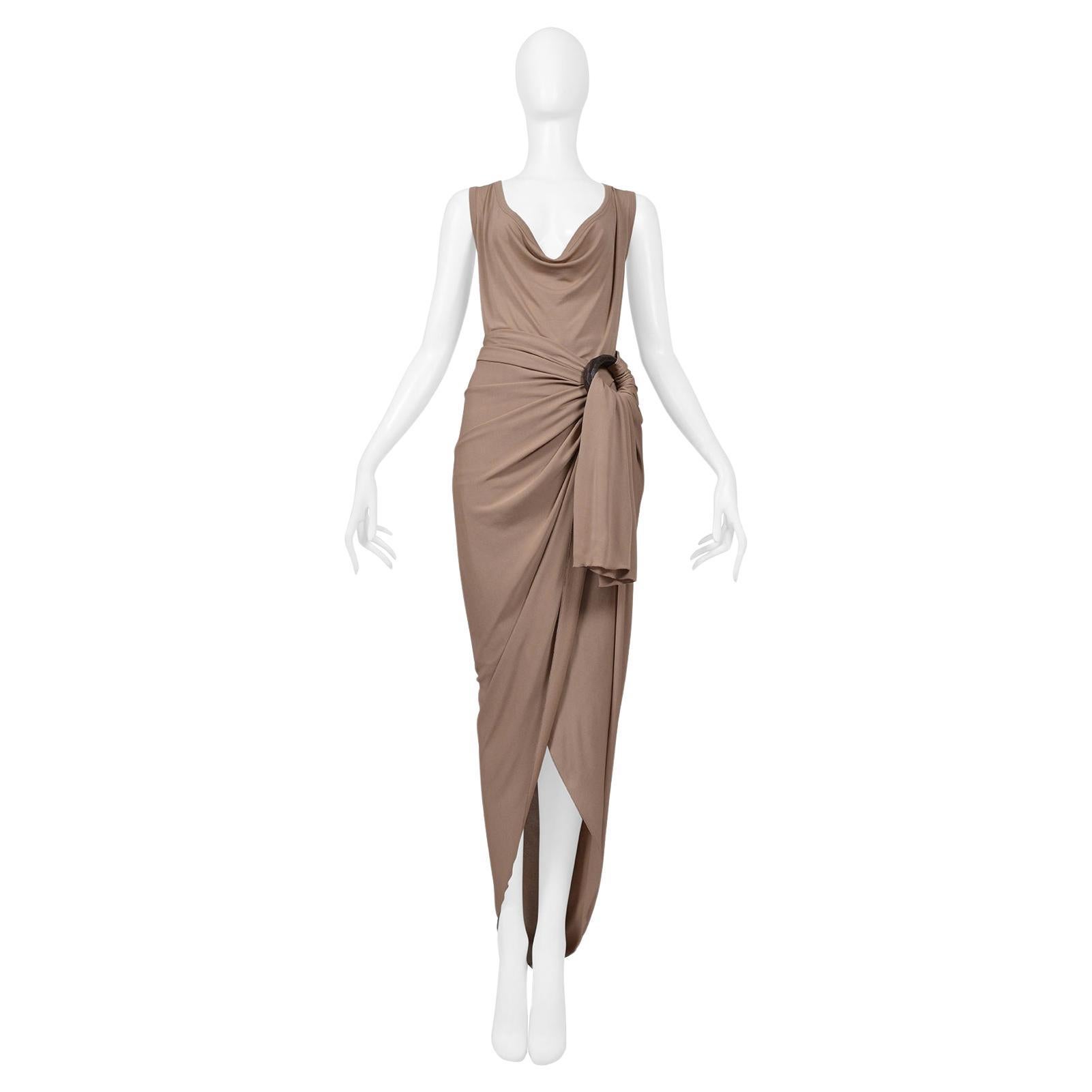 Jean Paul Gaultier Beige Draped Top And Skirt With Decorative Hardware For Sale