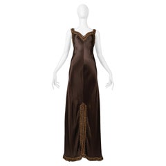 Used Valentino Brown Silk Evening Gown With Jacket AW 2006-07