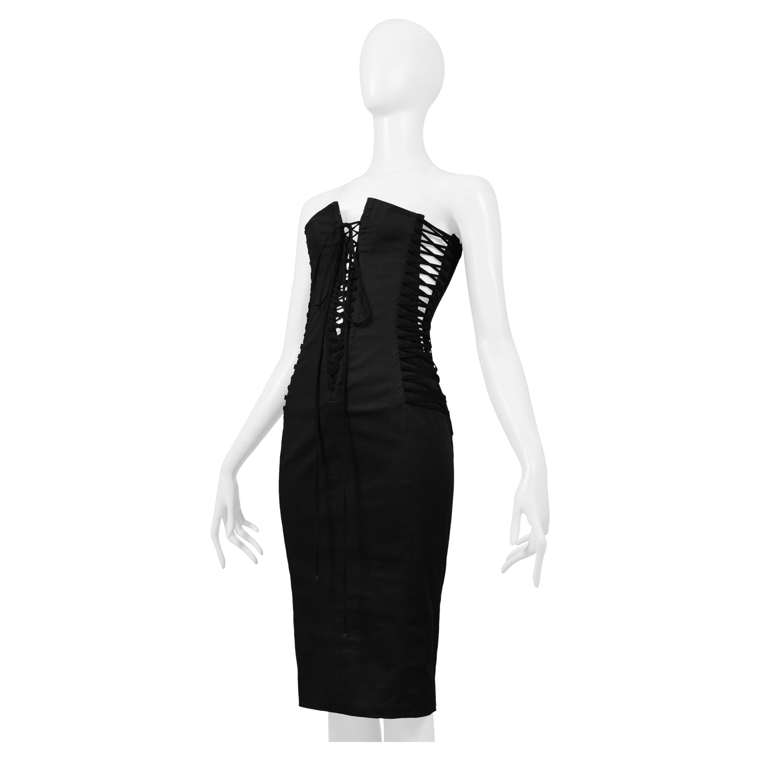 Dolce & Gabbana Black Strapless Corset Dress 2002 For Sale