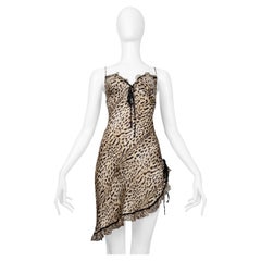 Vintage Roberto Cavalli Leopard Print Silk Mini Slip Dress