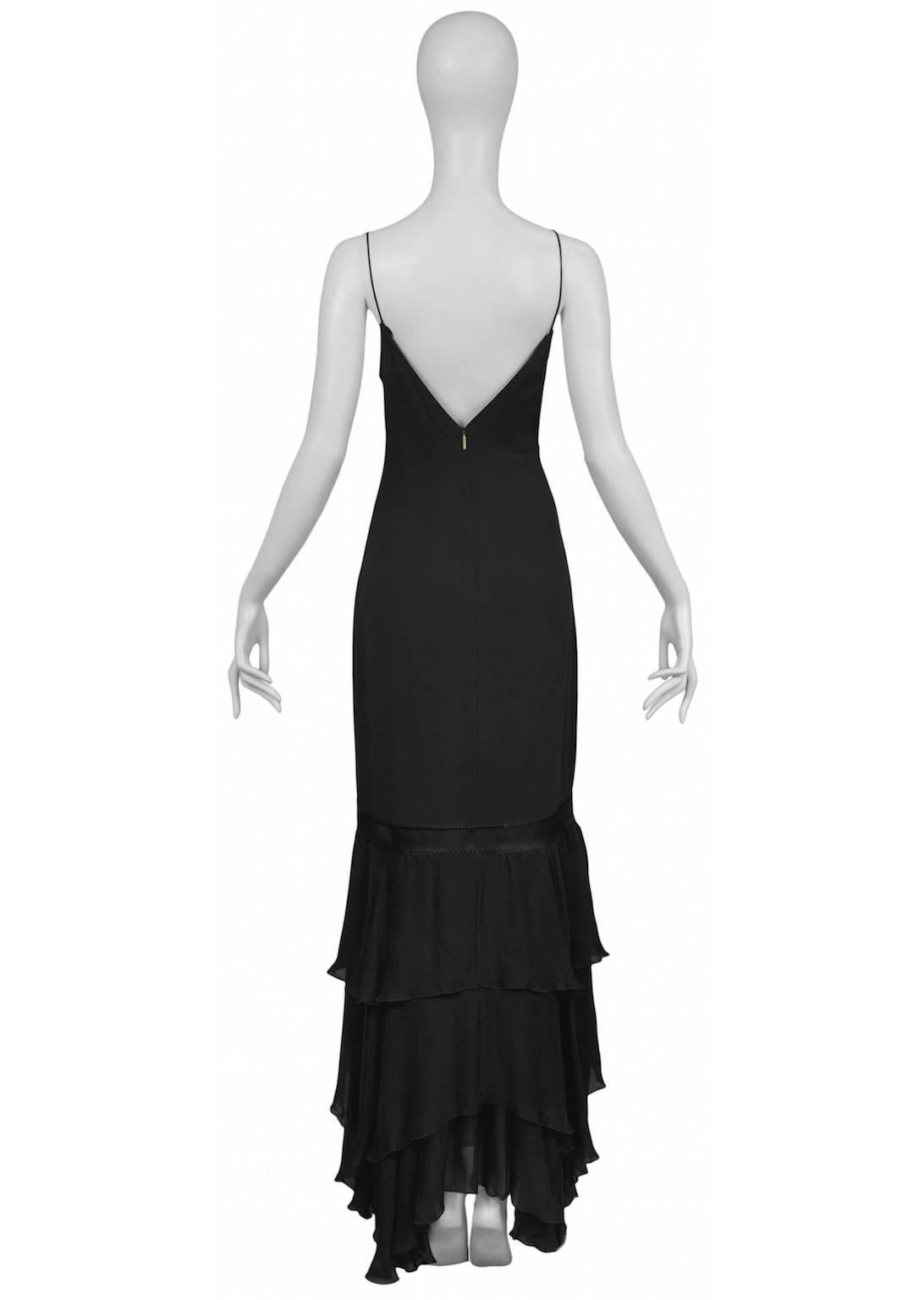 Women's Roberto Cavalli Black Ruffle Gown