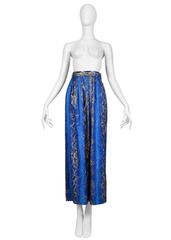 Yves Saint Laurent Blue & Gold Snake Pants