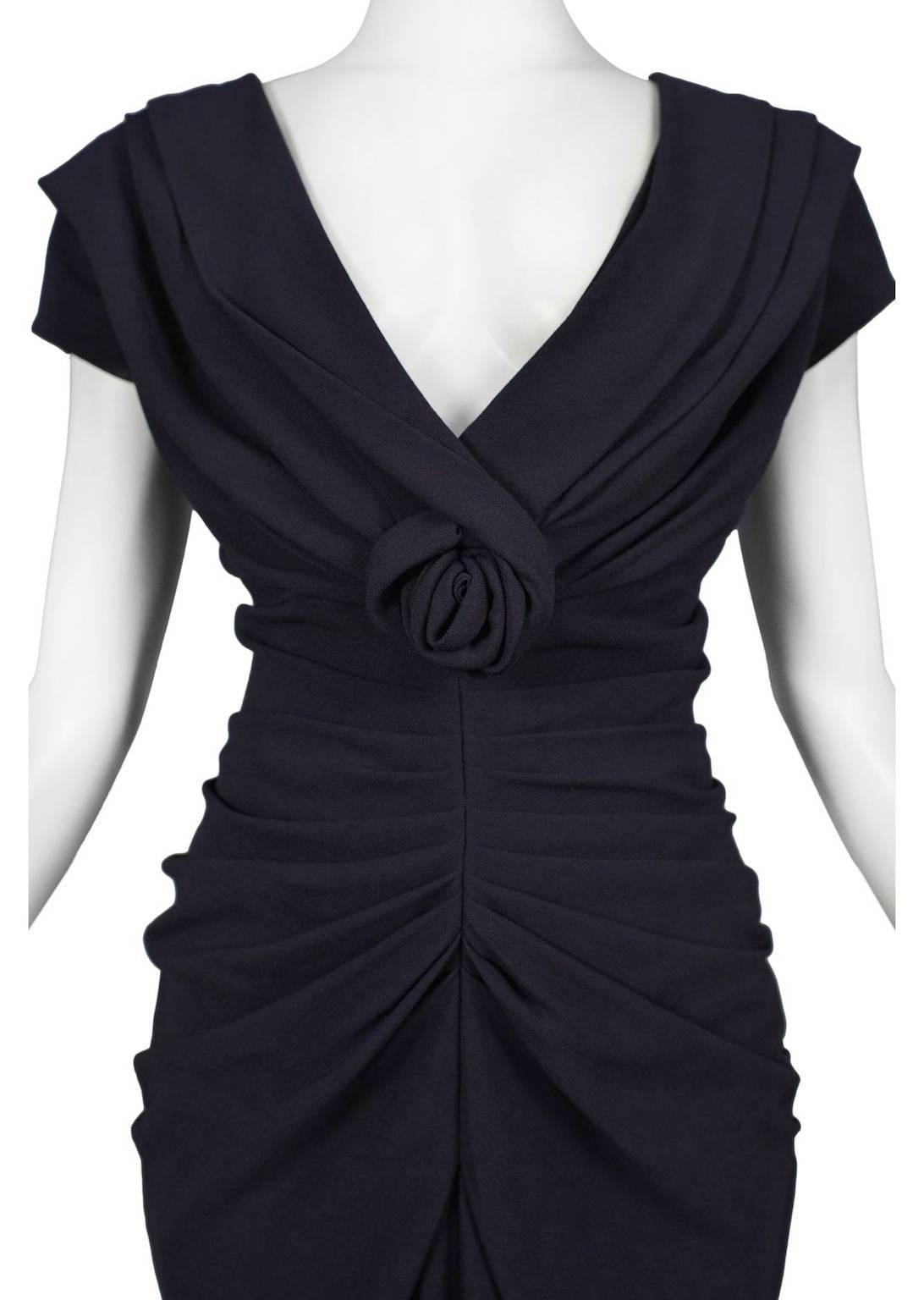 Black John Galliano for Dior Navy Drape Dress