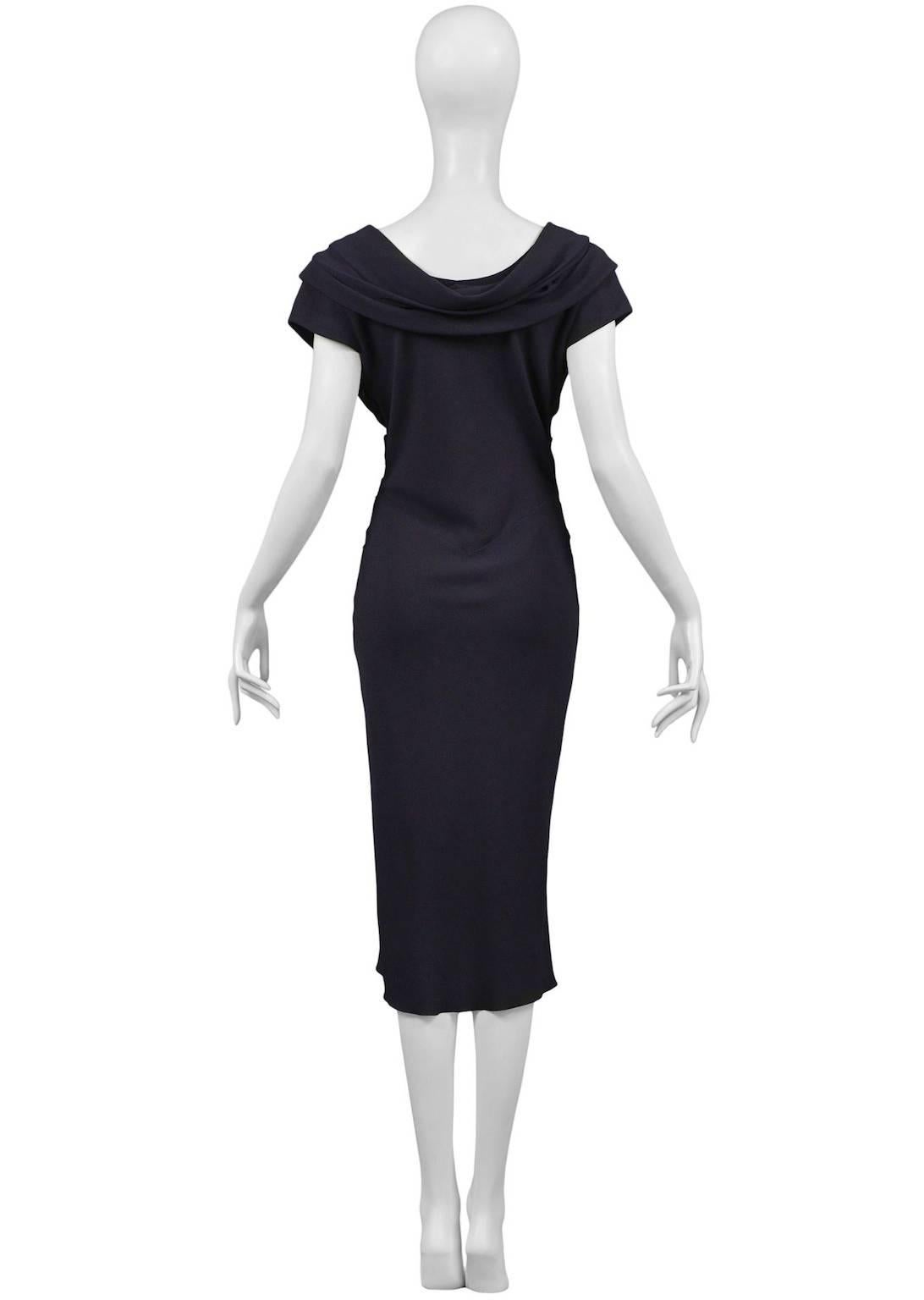 John Galliano for Dior Navy Drape Dress In Excellent Condition In Los Angeles, CA