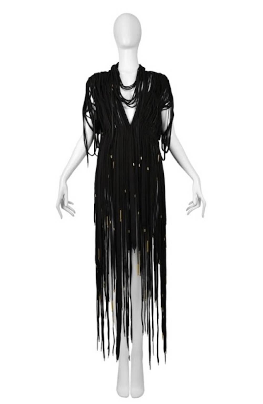 Vintage Maison Martin Margiela Couture Artisanal Shoelace Dress. Dress composed of various black shoestrings. 24 hours to produce. Runway piece from the Spring / Summer 2009 Couture Collection.