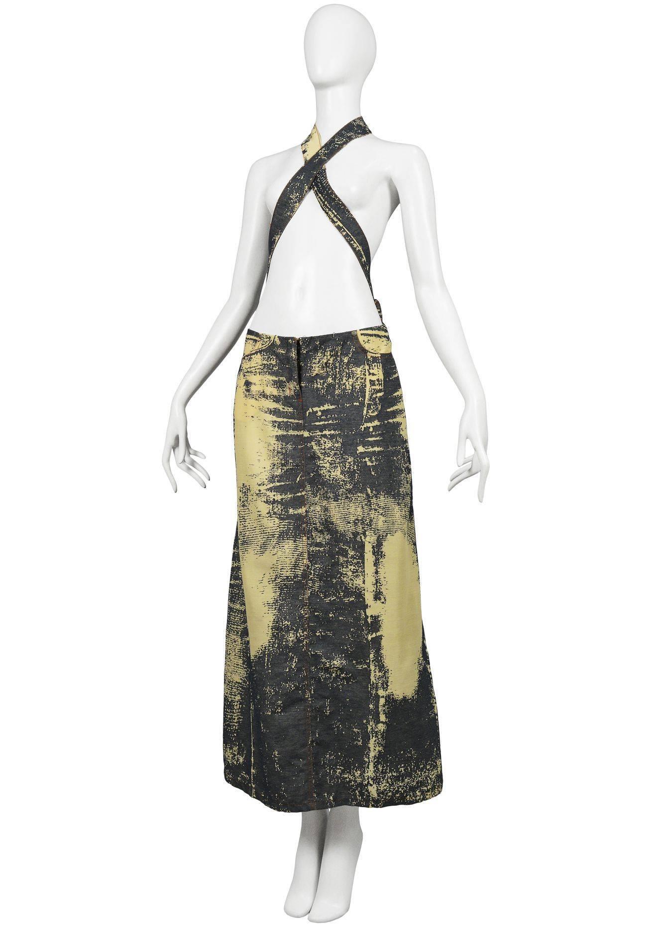 Beige Jean Paul Gaultier Trompe L'oeil Suspender Skirt