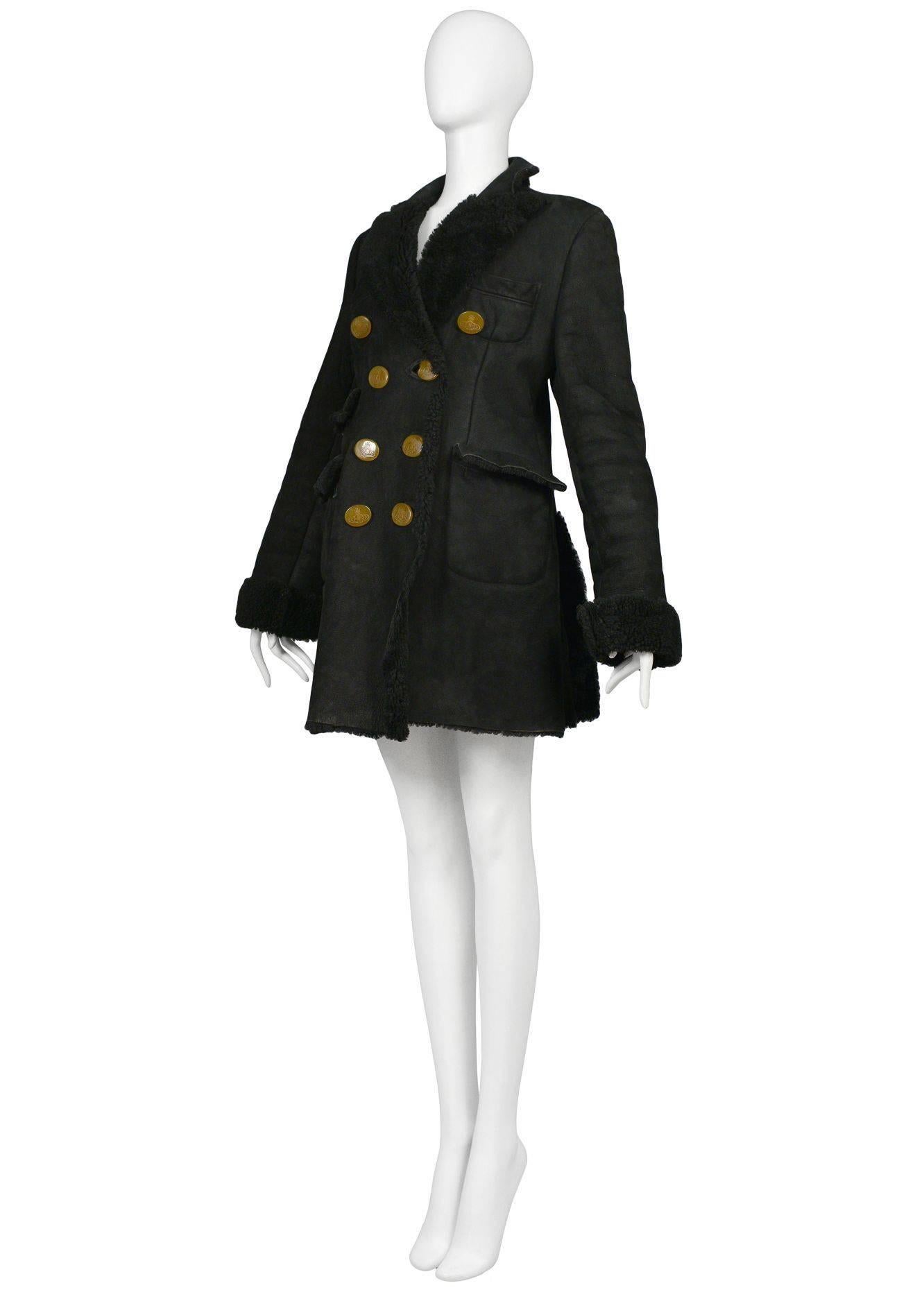 Vivienne Westwood Black Shearling Coat In Good Condition For Sale In Los Angeles, CA