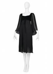 Yves Saint Laurent Black Empire Chiffon Dress