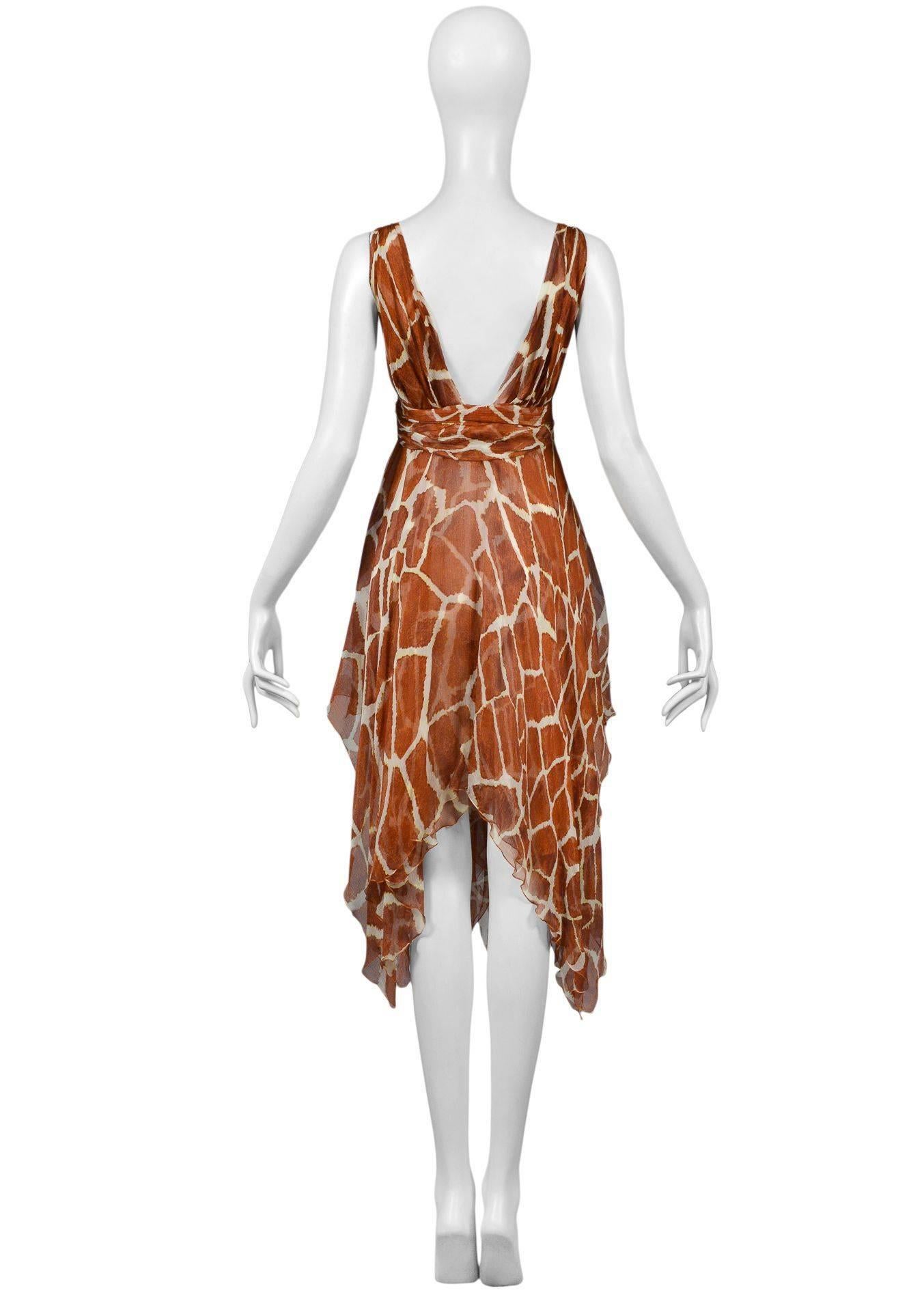 Brown Vintage Roberto Cavalli Giraffe Halter Dress  2006 Collection