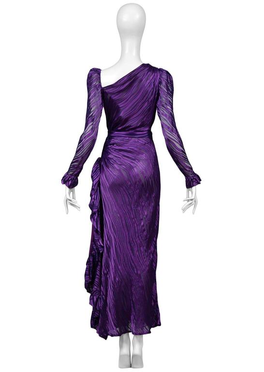 Yves Saint Laurent Royal Purple Satin Gown 1980 at 1stDibs