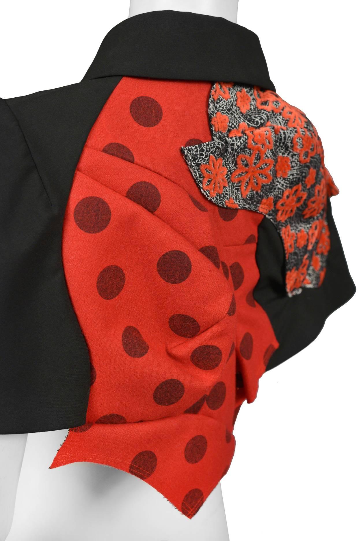 Women's Comme des Garcons Red and Black Cape SS 2009