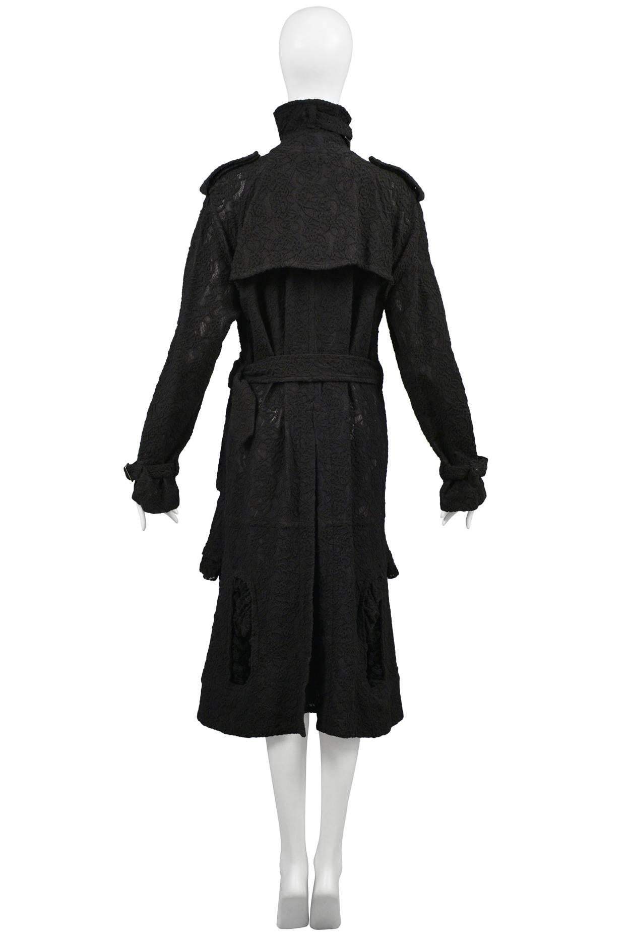 Black Comme des Garcons Embroidered Trench Coat 2015